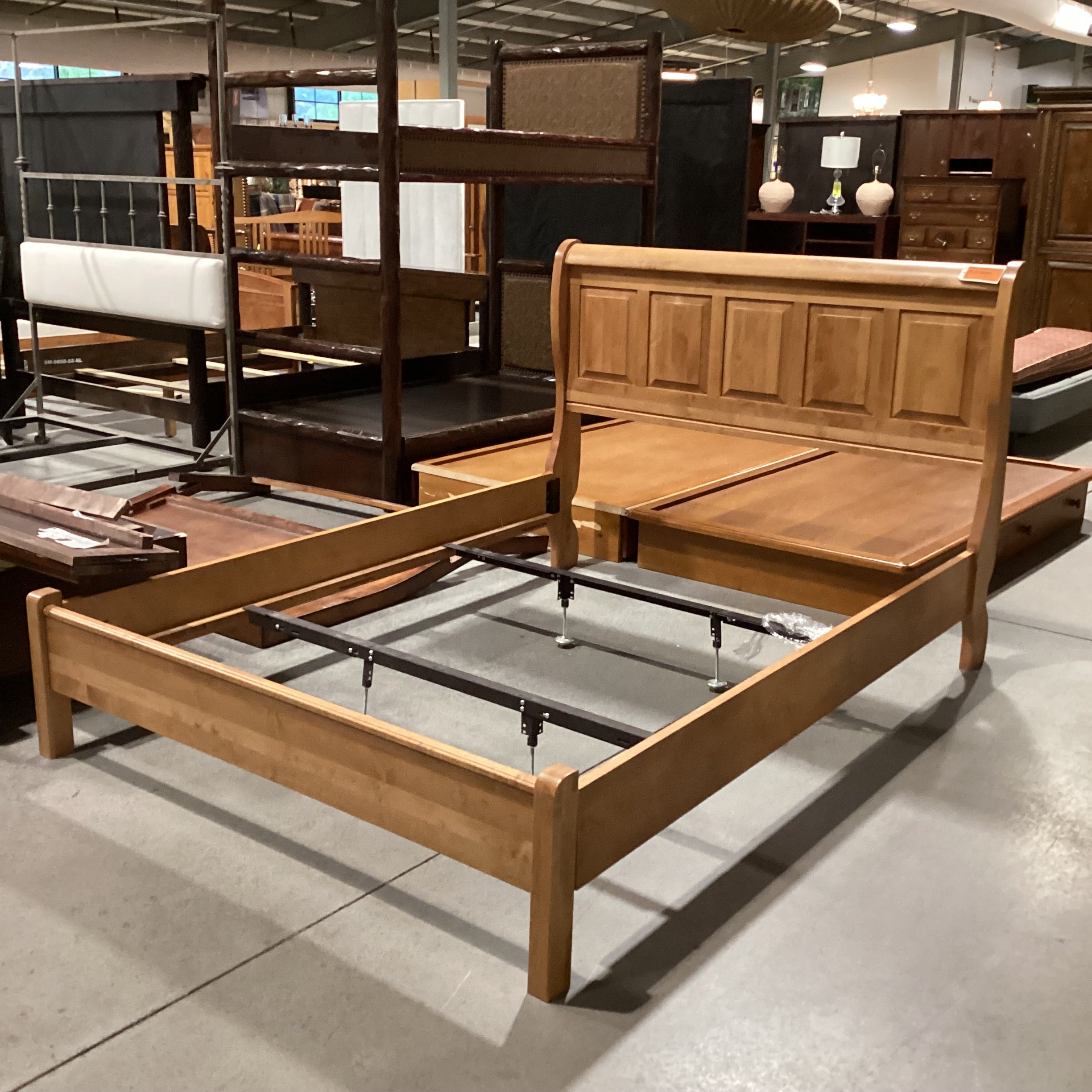 Queen Solid Wood Panel Detail Bed Set 64"x 89.5"x 48"