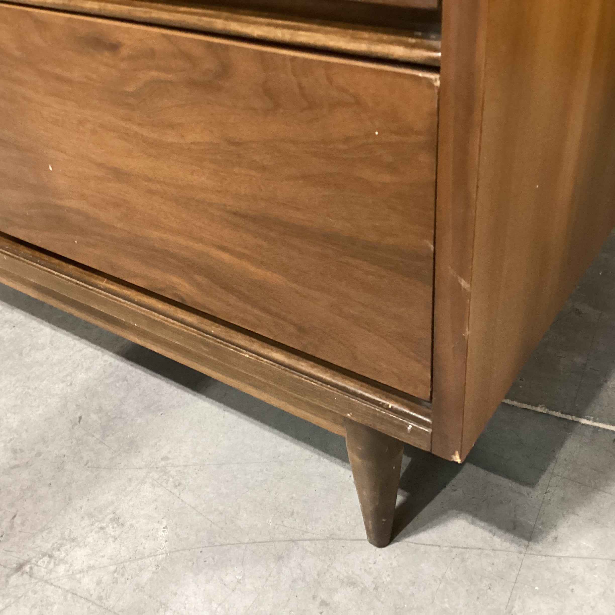 Mid Century Walnut & Veneer 4 Drawer Chest 34"x 18"x 42"