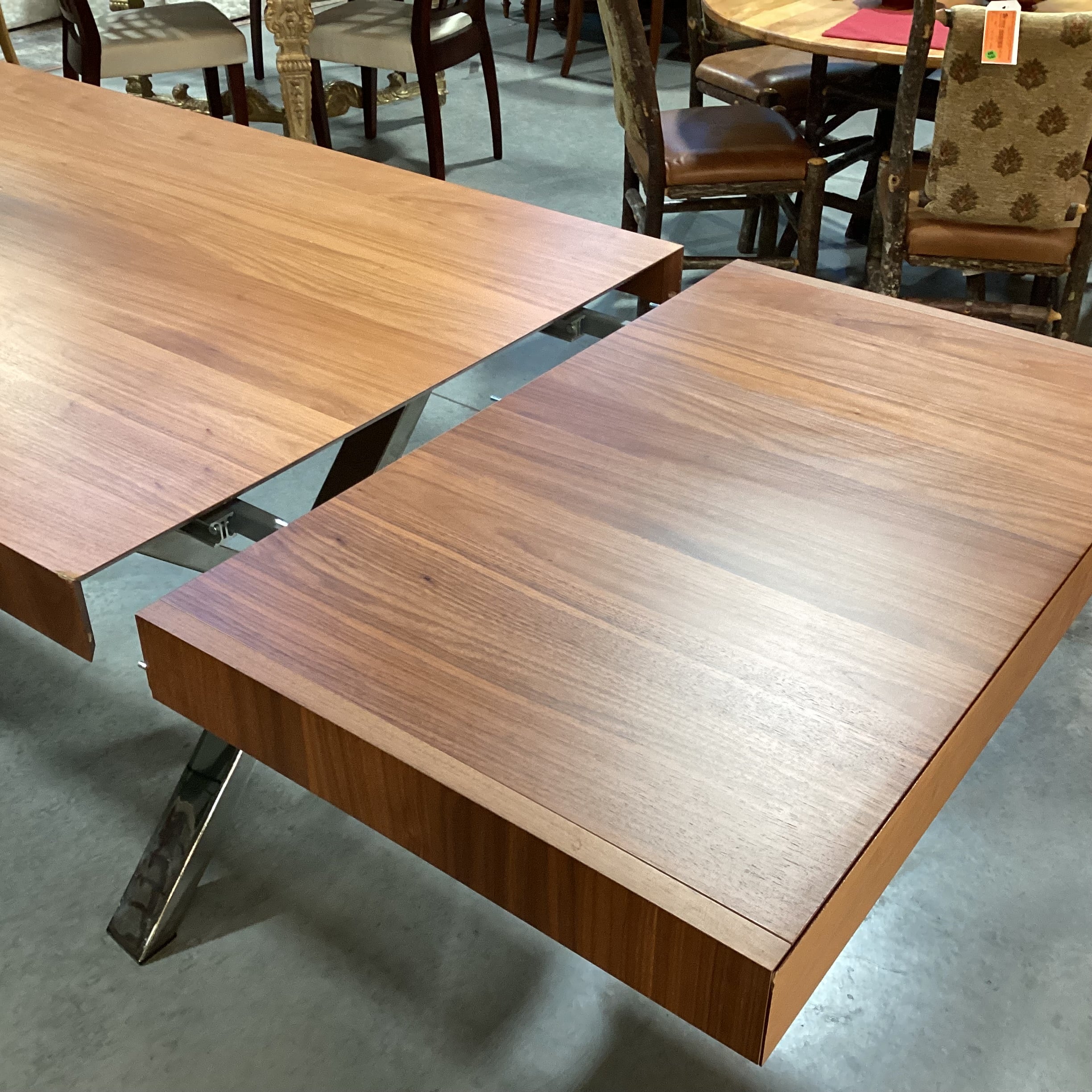 Calligaris Italian Modern Veneer & Chrome with End Extend Tuck Under Leaves Dining Table 71" to 118"x 39.5"x 30"