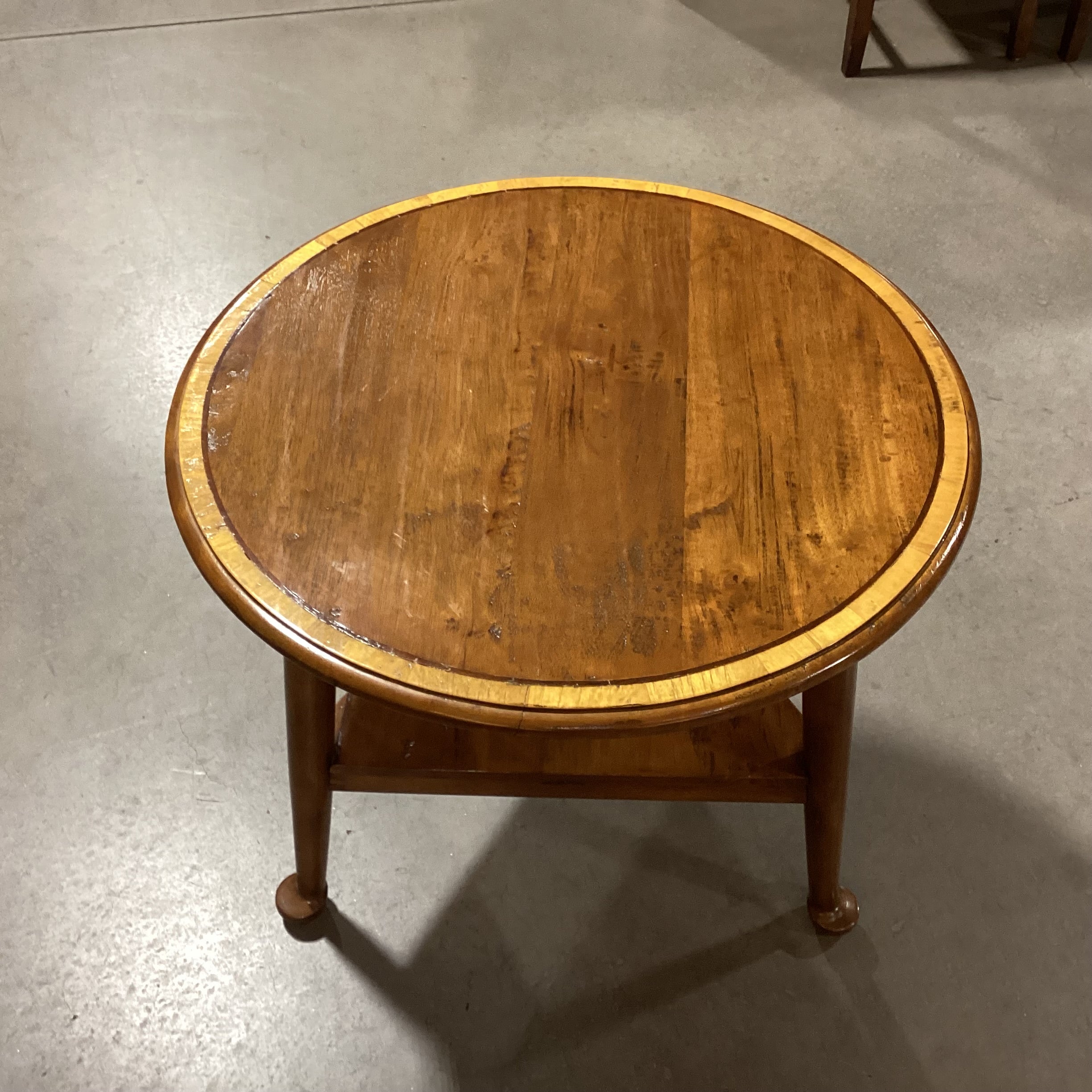 Essex Pad Foot With Shelf Cricket Accent Table 30" diameter x 27"