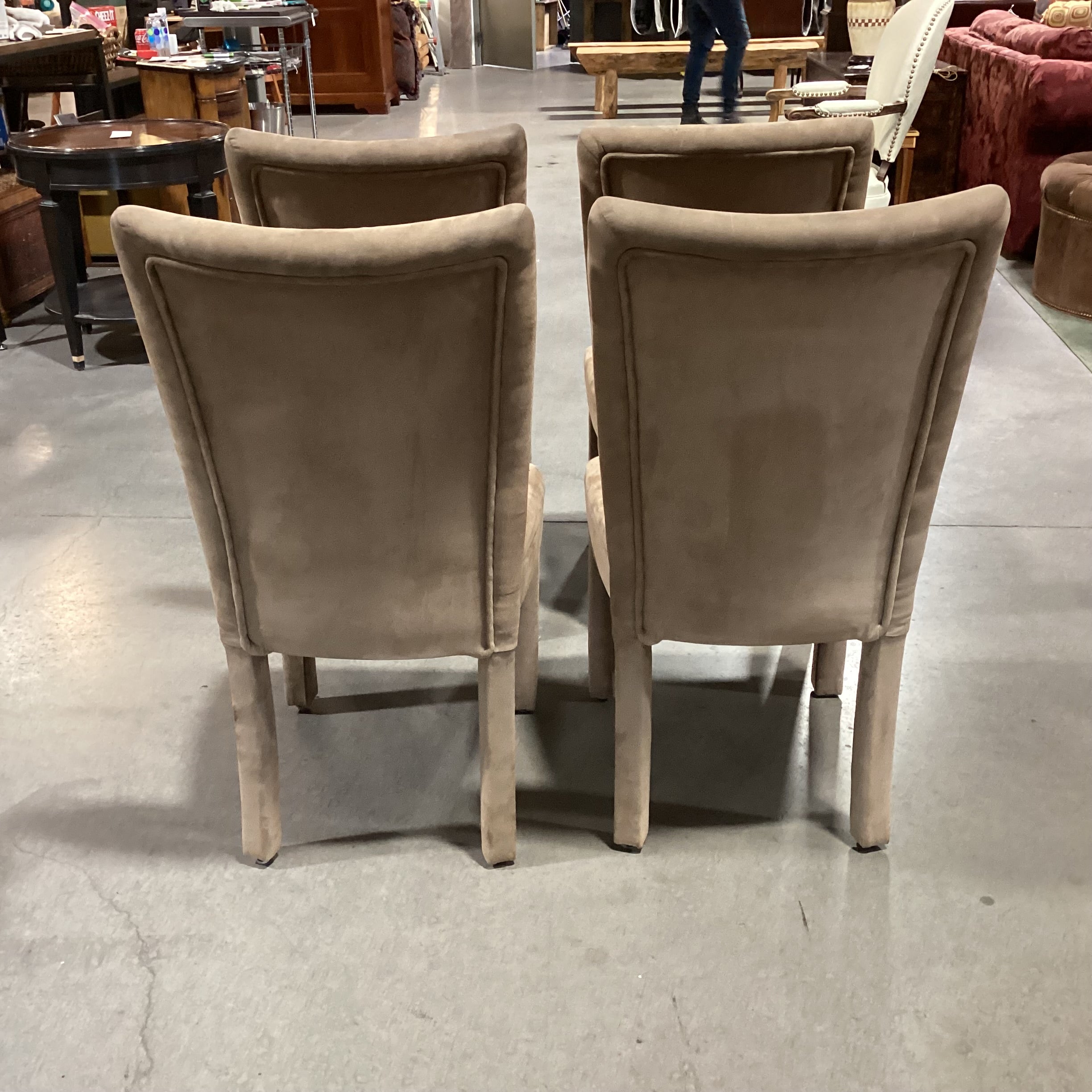 SET of 4 Light Brown Ultra Suede Dining Chairs 19"x 18"x 38"