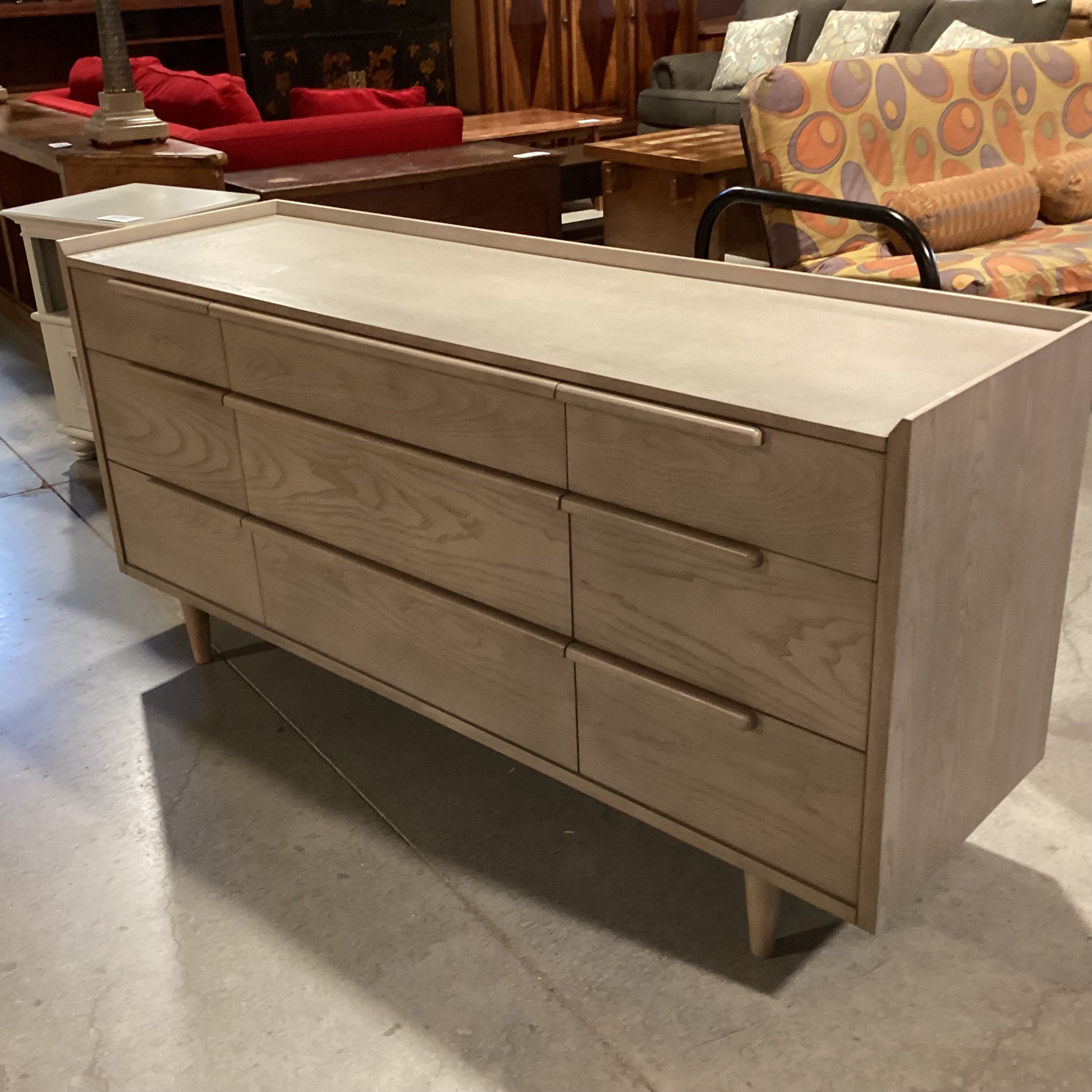 Crate & Barrel Tate Stone Grey Oak 9 Drawer Dresser 68"x 20.5"x 33"