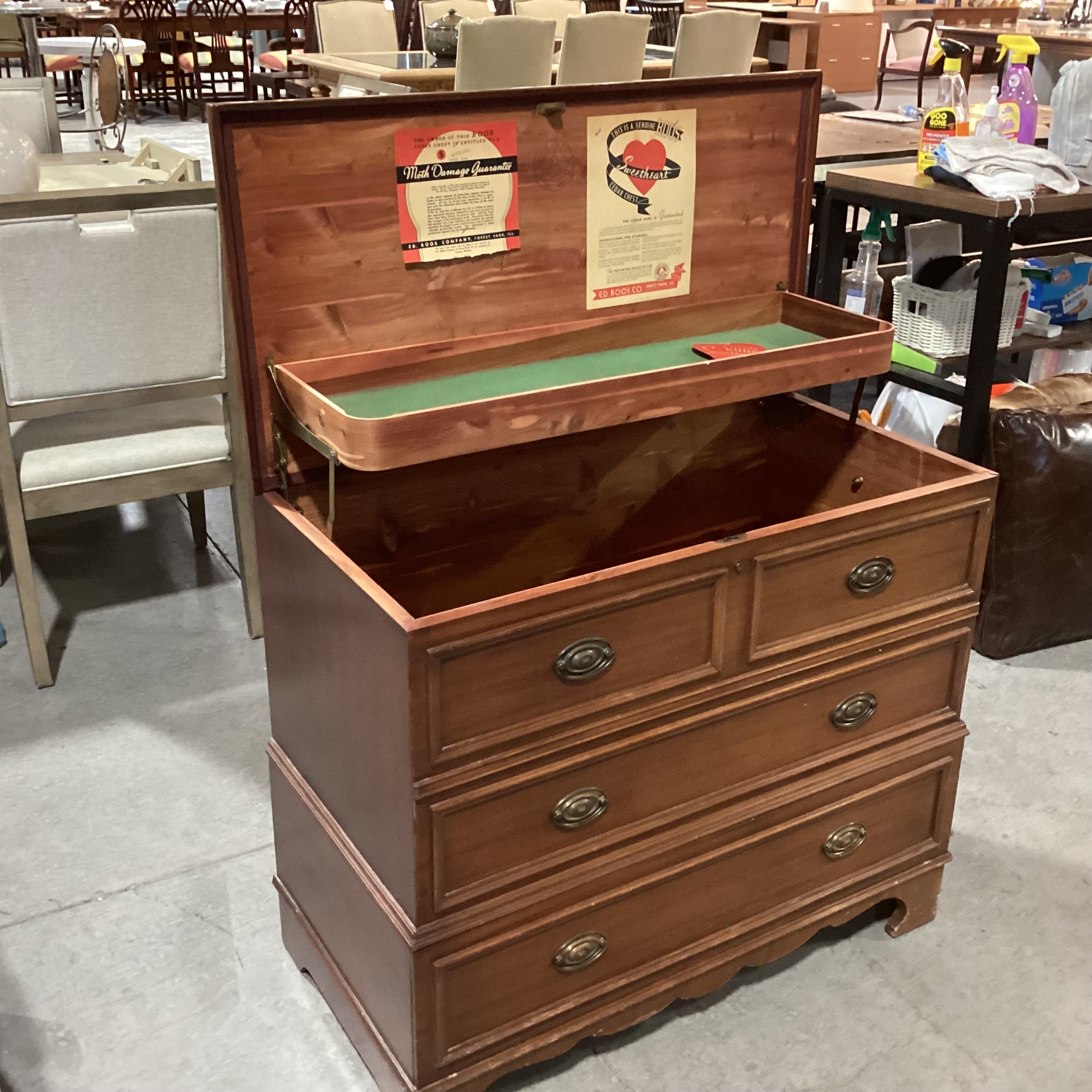 Vintage Ed Roos Sweetheart Cedar Chest Trunk 35.5"x 18.5"x 30.5
