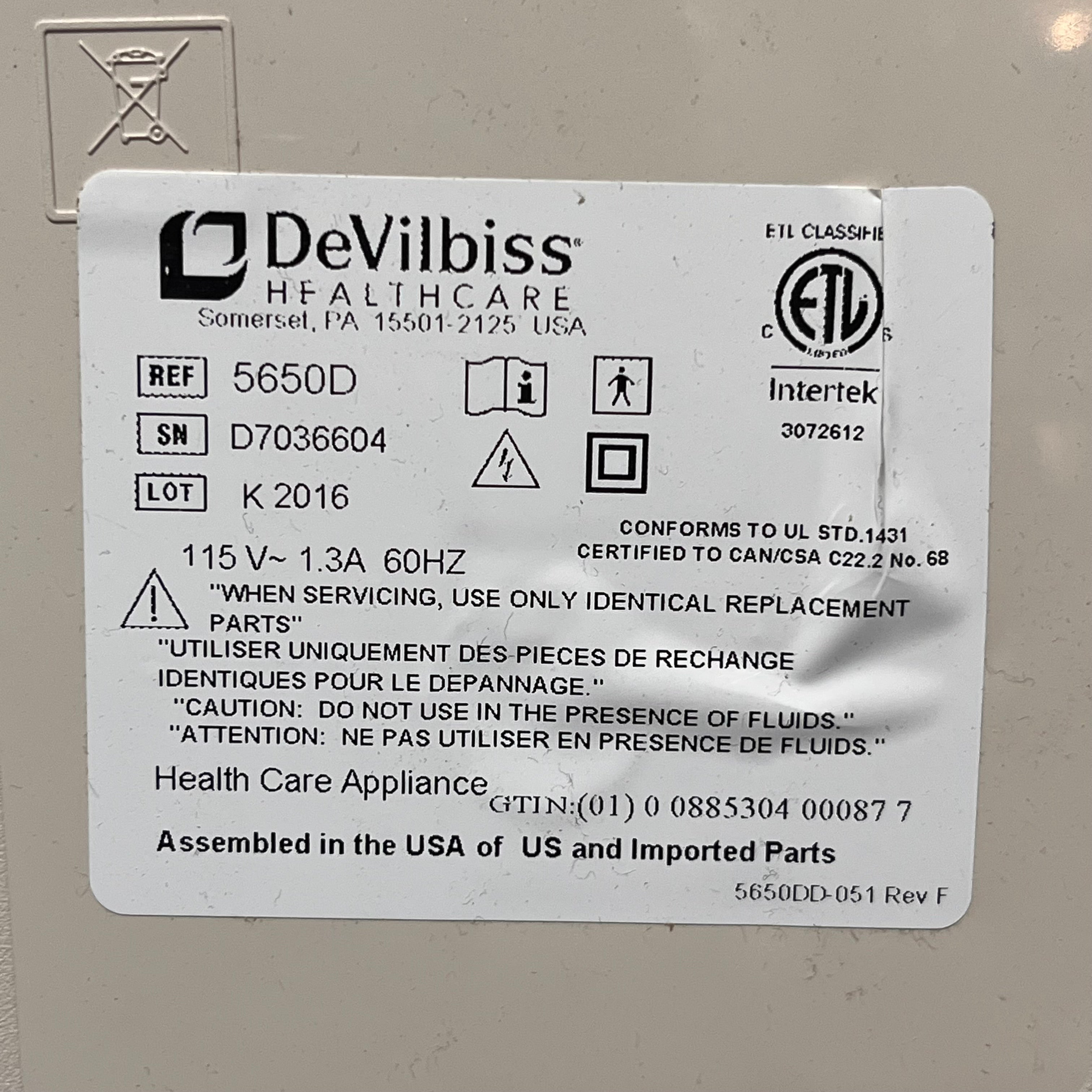 Devilbiss Pulmo-Aide Compressor Nebulizer 5650D