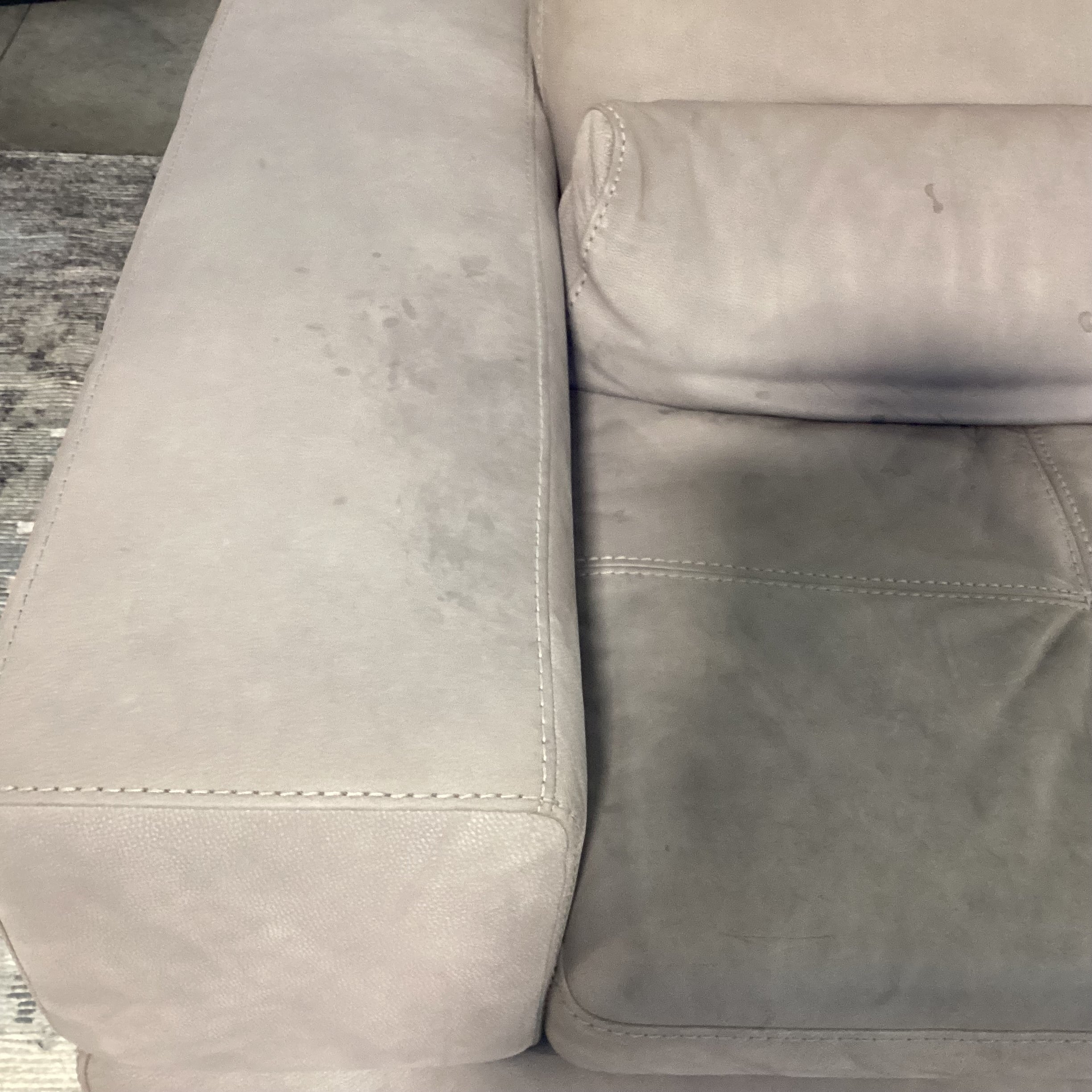 Max Divani Italian Grey Leather 2 Piece with Chaise Sectional 93"x 123"x 44"x 35"