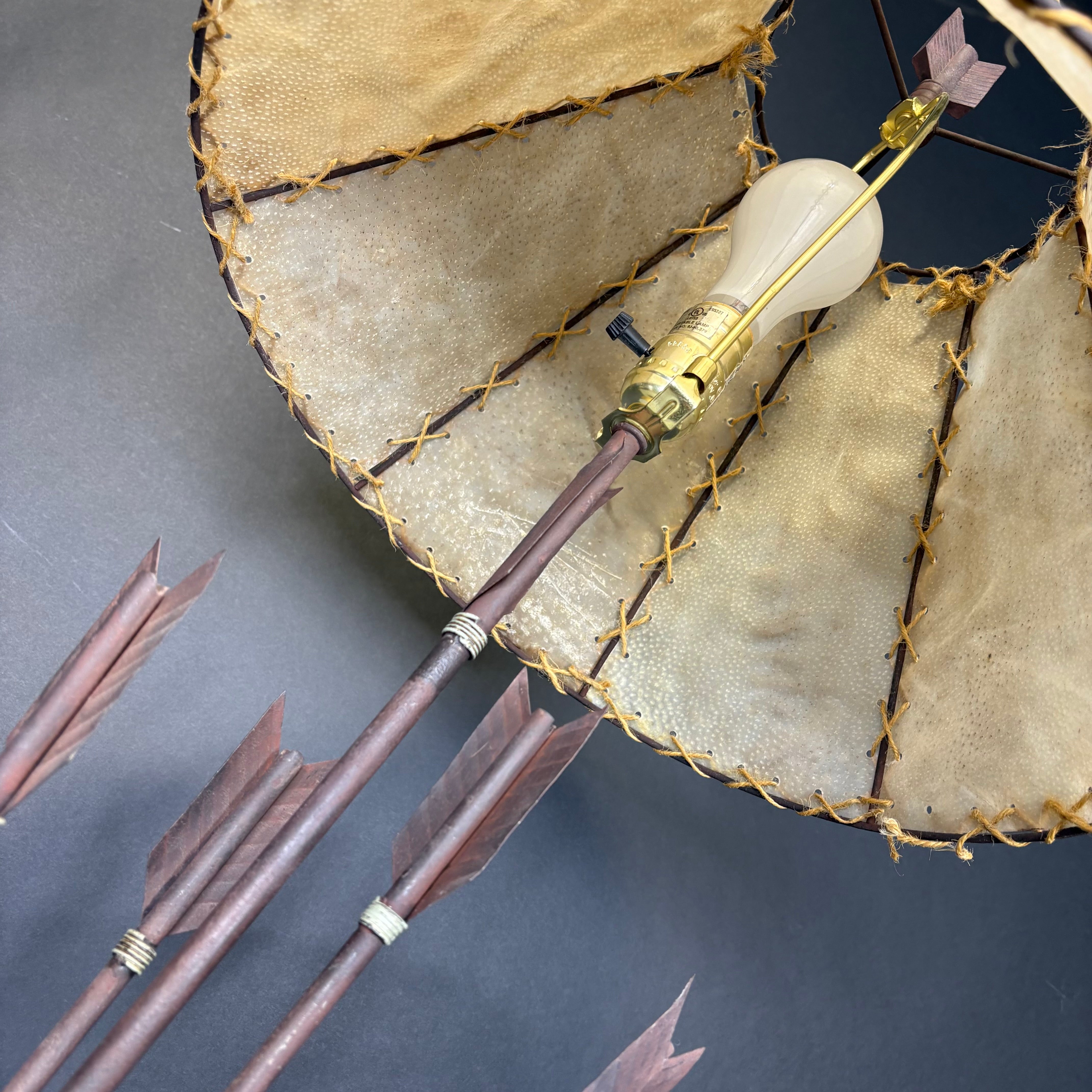 Rustic Archery Quiver and Bows with Shade Floor Lamp 18”x 22”x 62”