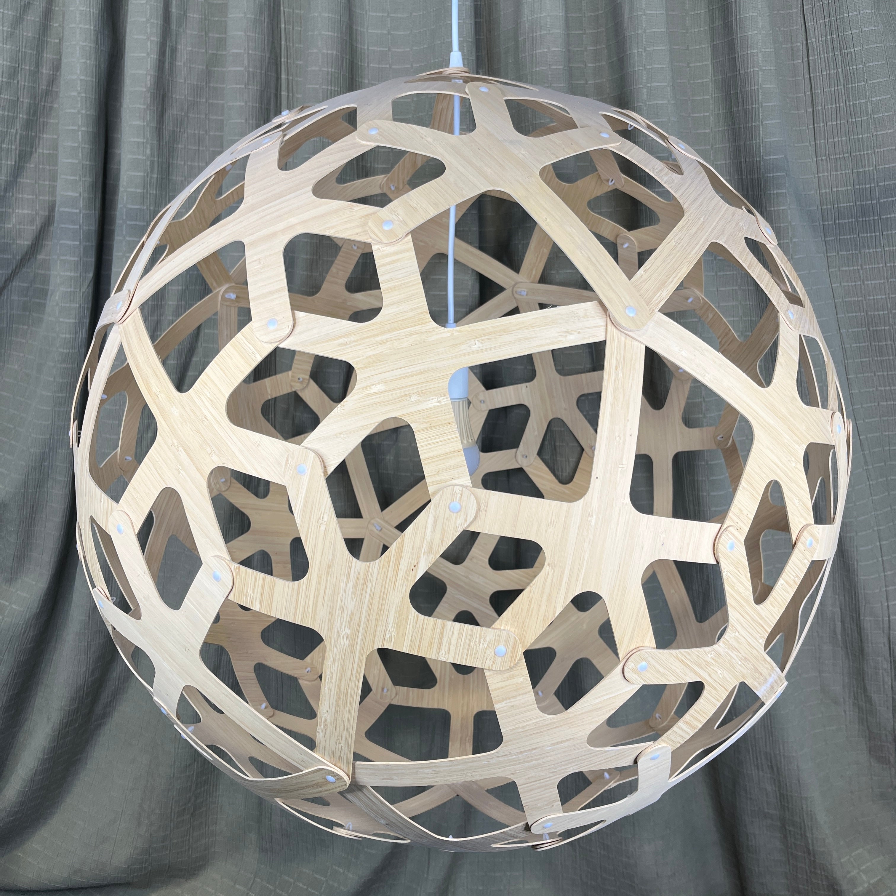 David Trubridge Coral 1-Light Floral Geometric Bamboo Sphere Ceiling Pendant 31" Diameter x 72"