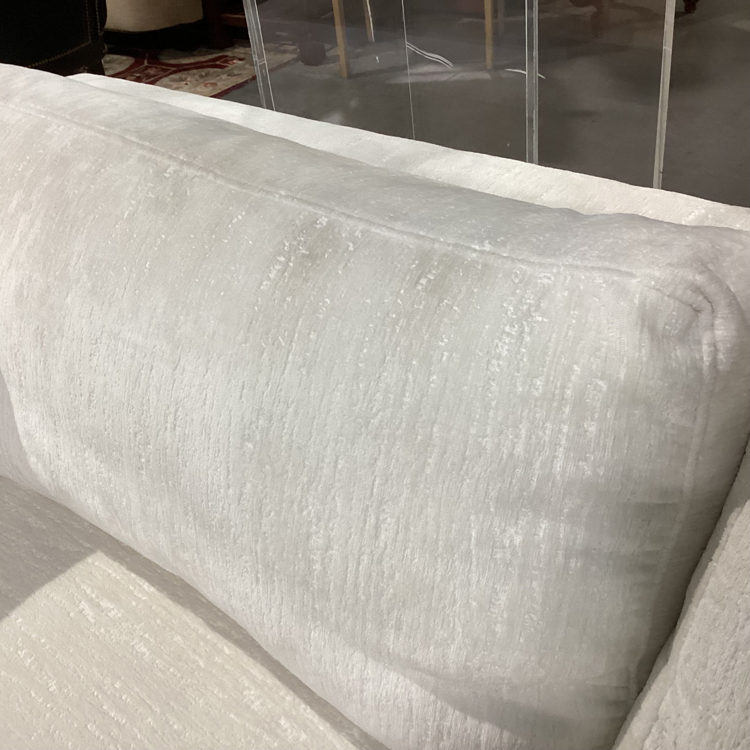 Custom Ivory Raised Texture Velvet Down Mix 3 Piece Sectional 146"x 134"x 45"x 29"