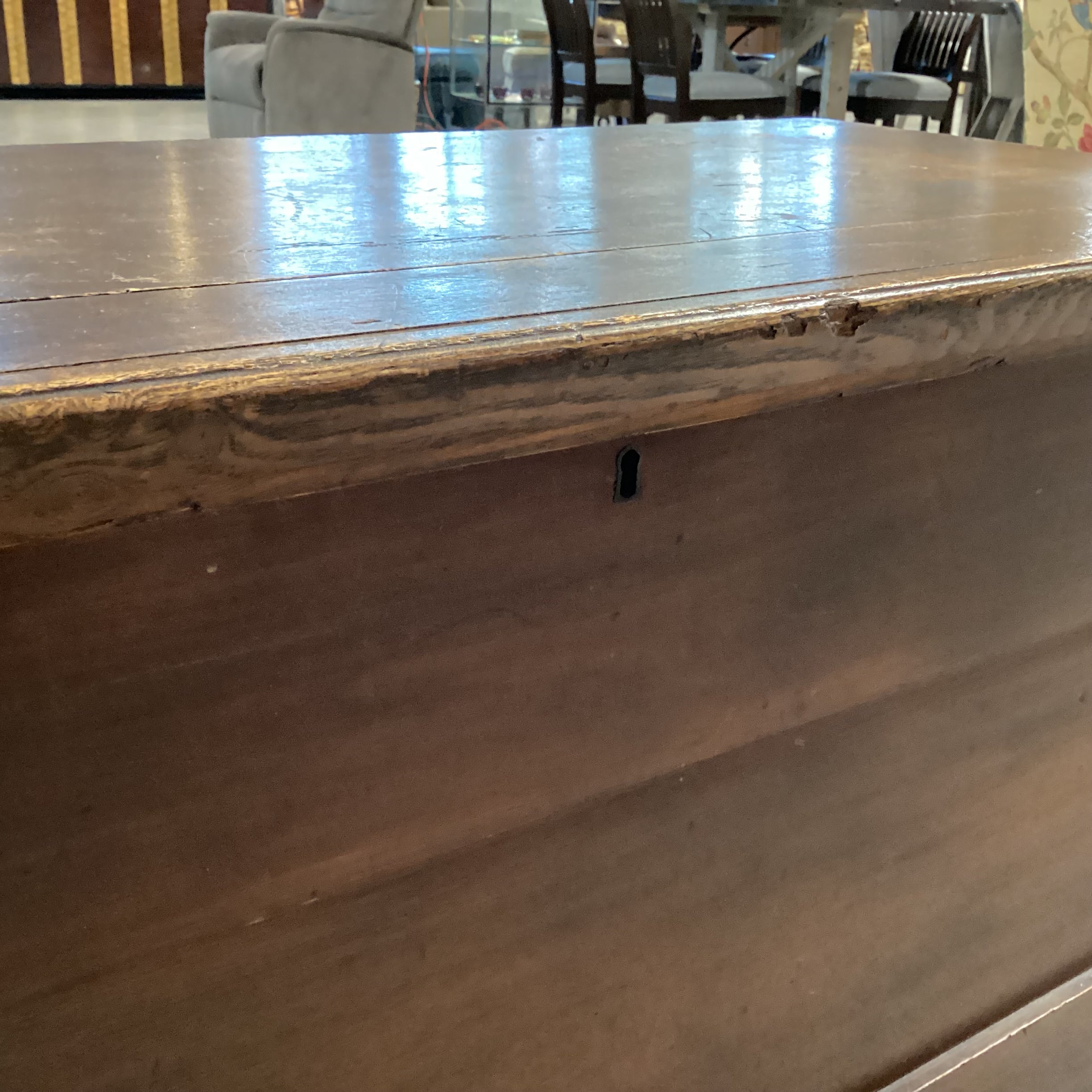 Antique Dark Finish Wood Chest Trunk 44"x 20"x 26.5"