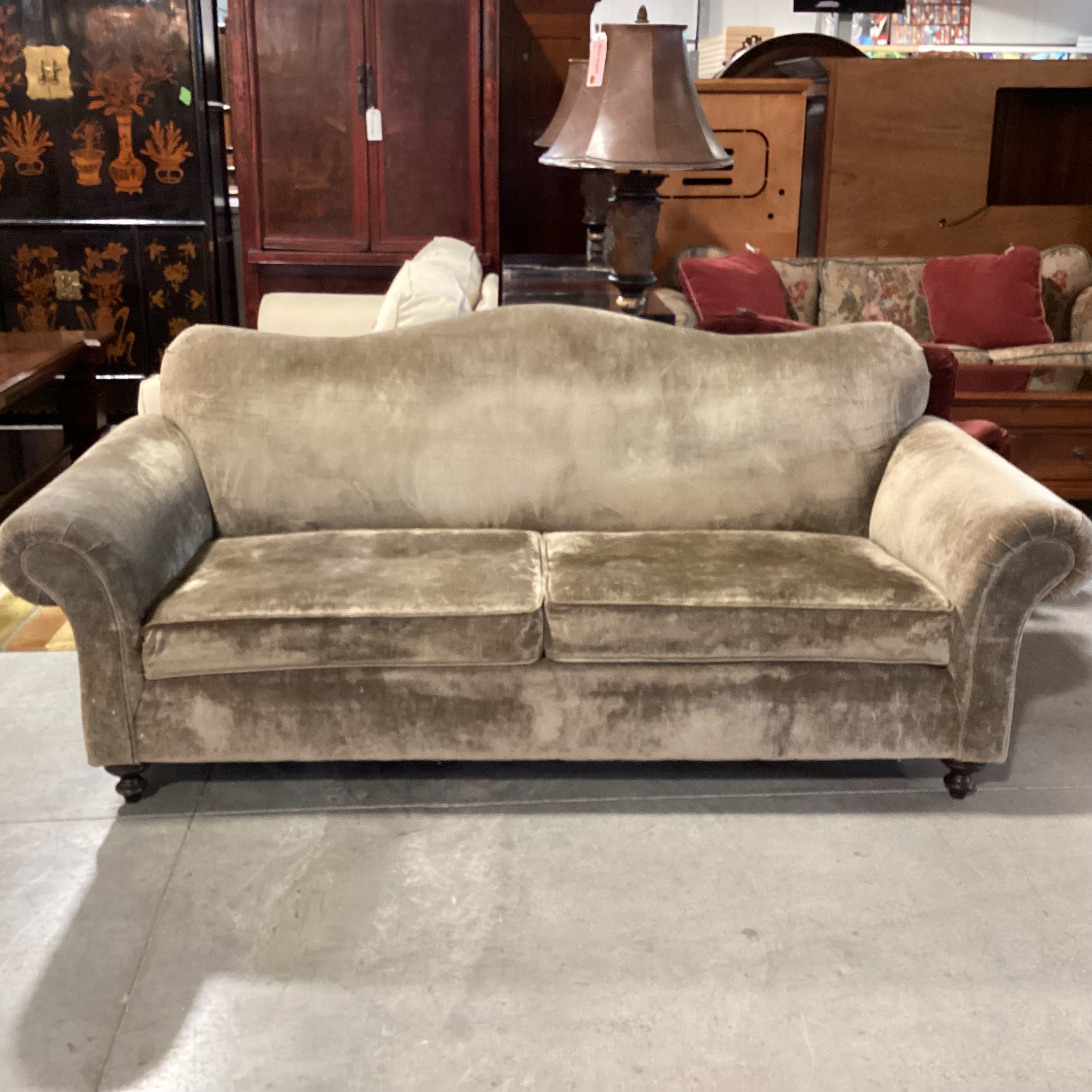 Westwood Industries Sage Velvet Curve Back & Roll Arm Sofa 84"x 36"x 37"