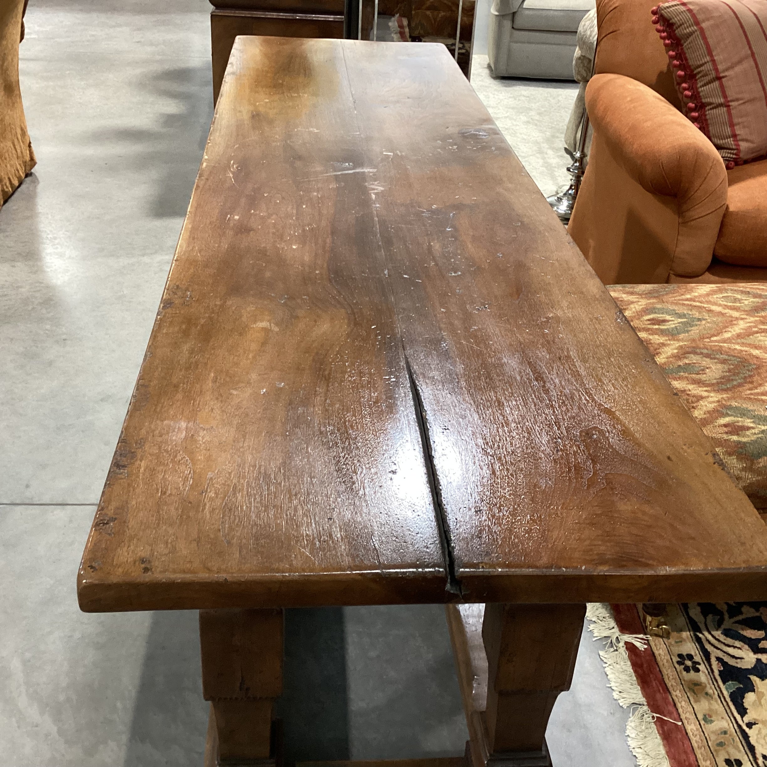 Rustic Distressed Solid Carved Wood 2 Drawer Console Sofa Table 82"x 22"x 30"