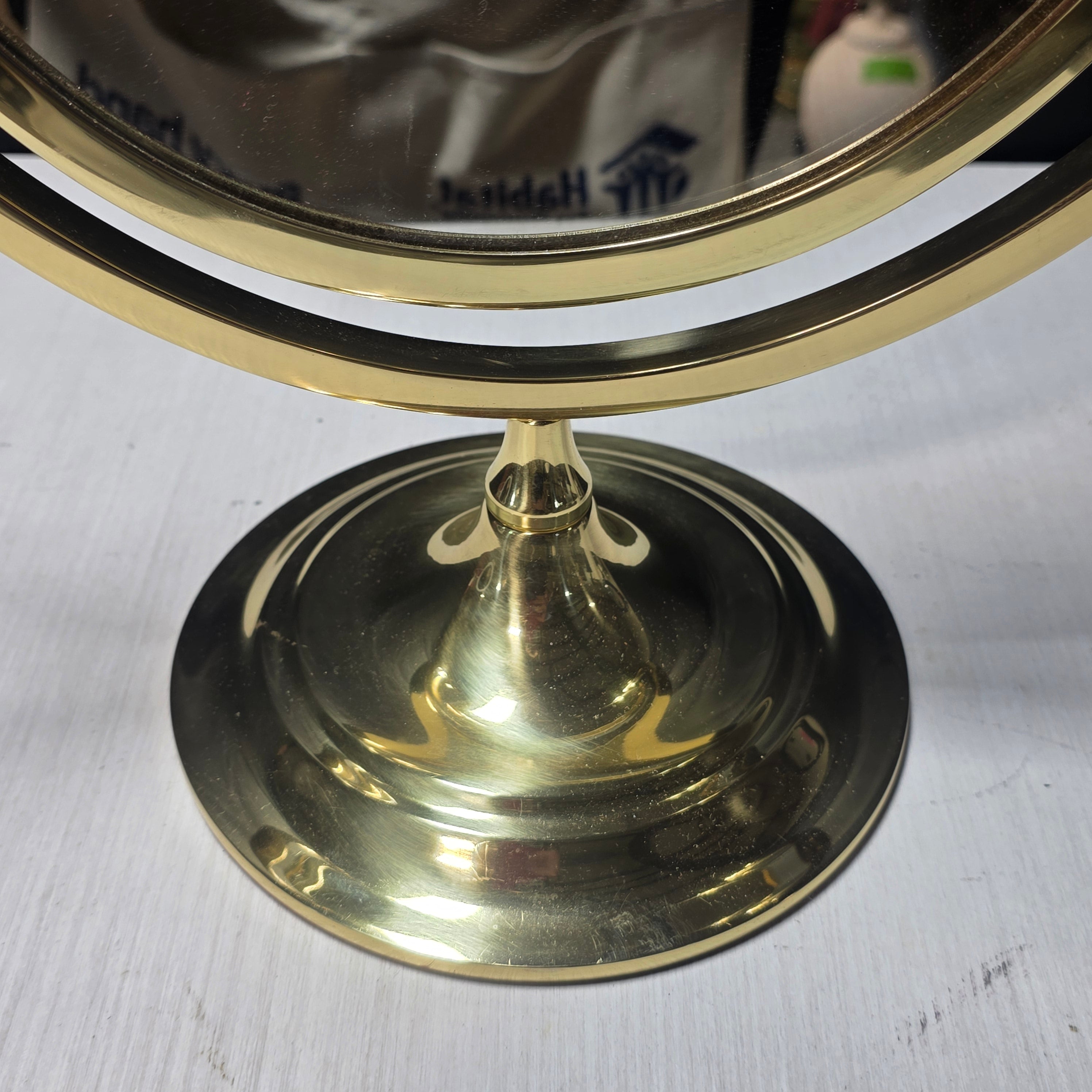 Vintage Brass Oval Mirror 16.5"x8"x11"