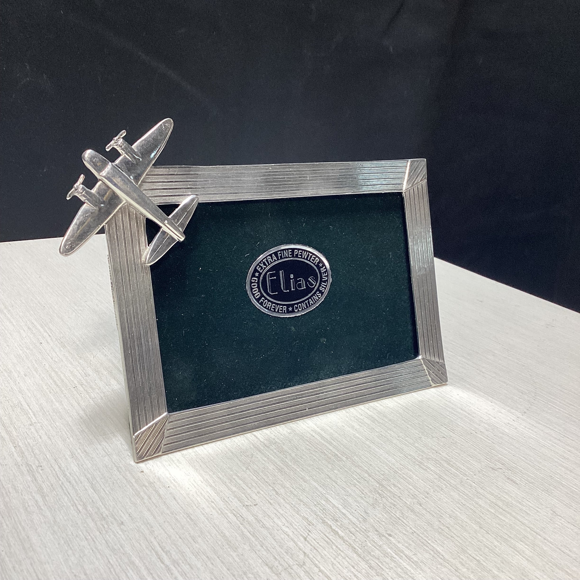 Elias Extra Fine Pewter Silver Frame With Airplane 6.5" x 4.5"