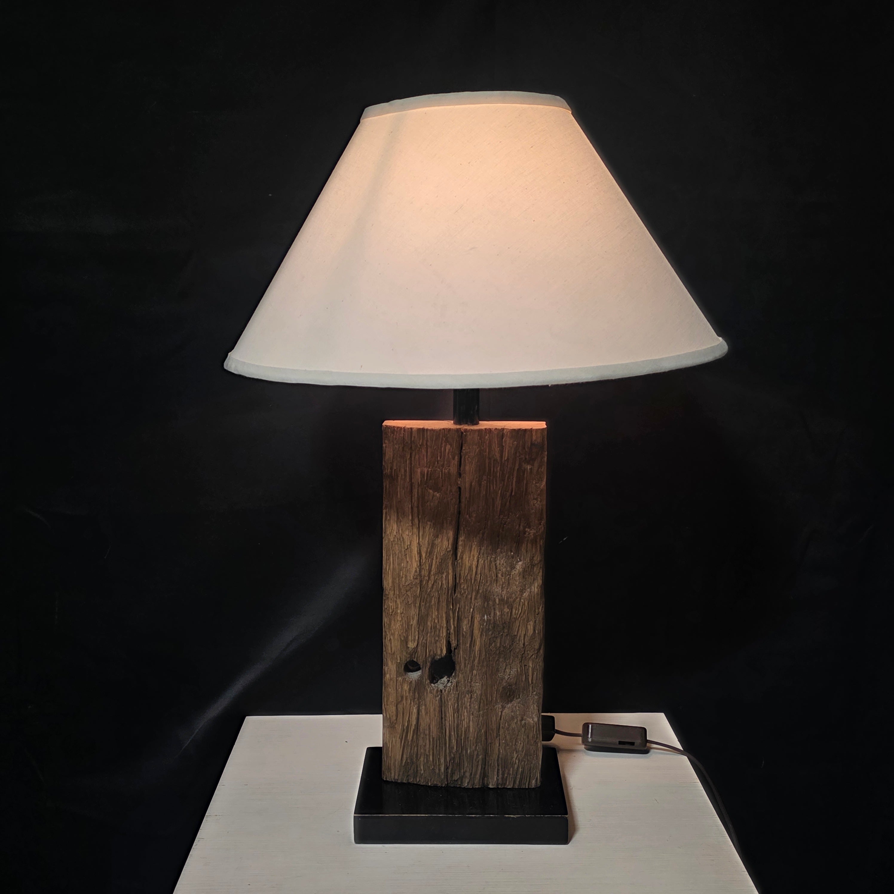 Vintage Drift Wood & Wood Base Table Lamp 18"Dx27"