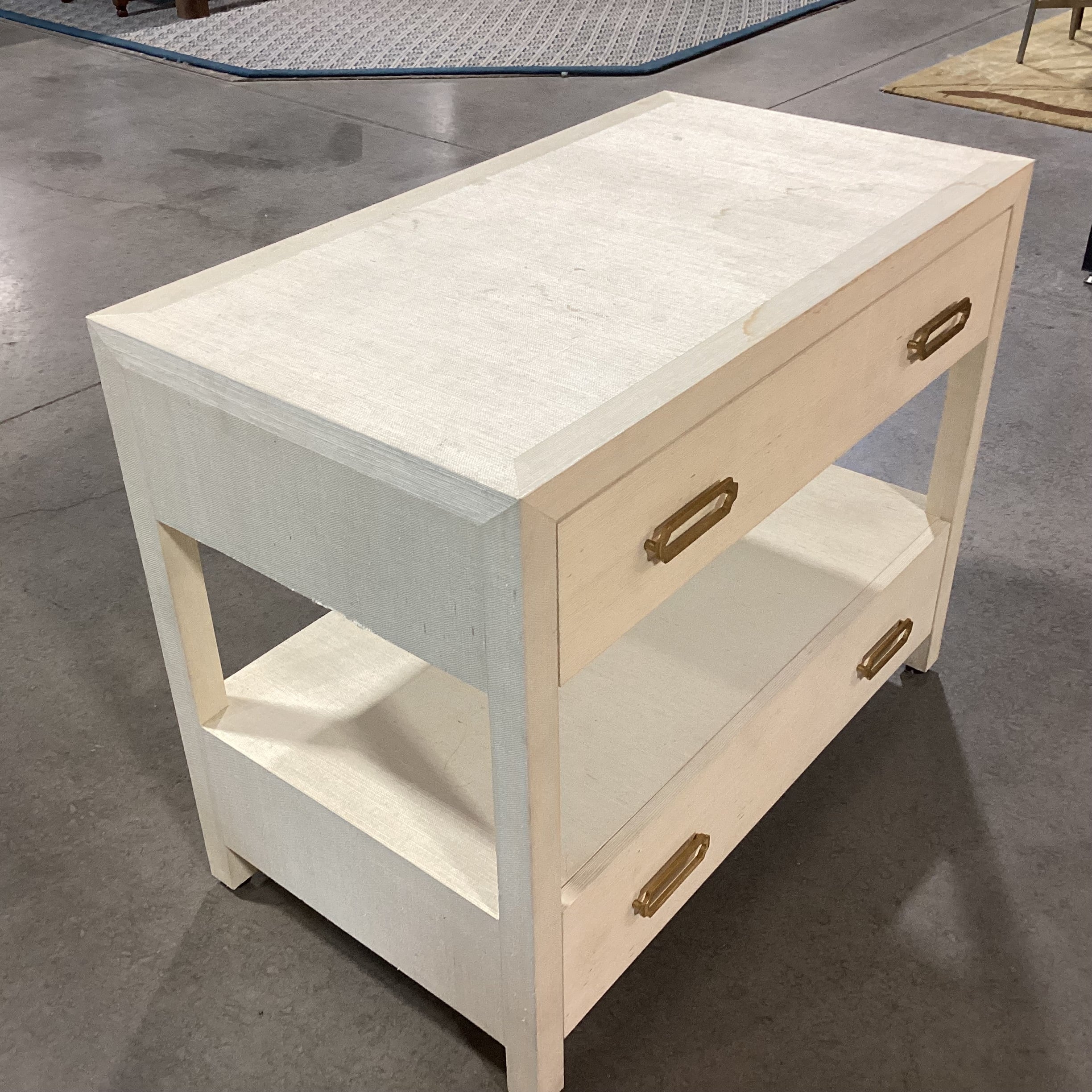 Mitchell Gold & Bob Williams Natural Raffia Wrapped 2 Soft Close Drawers Nightstand 34"x 19.5"x 27.5"