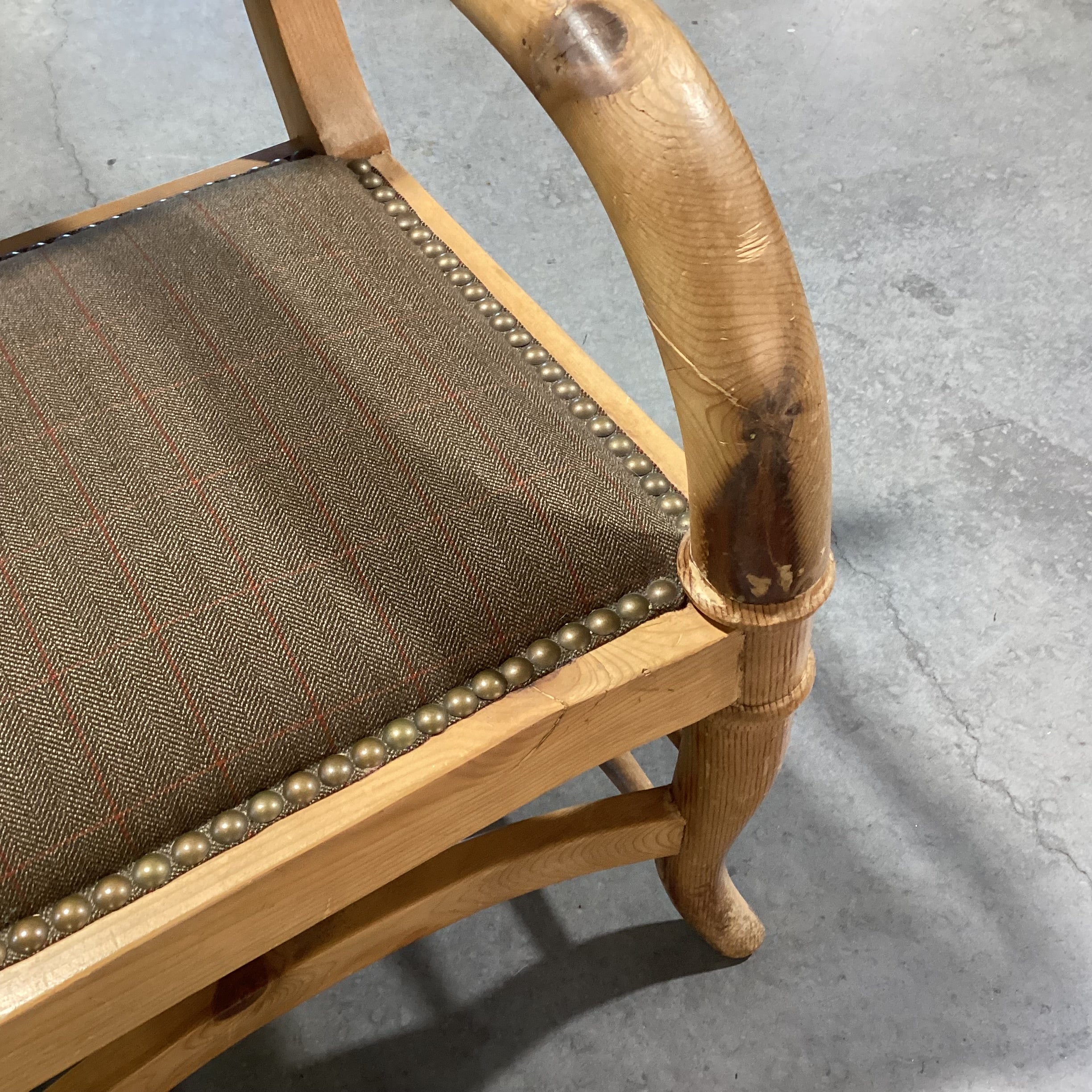 Buffalo Bill Style with Wool Plaid Nailhead Chair 28"x 24"x 39"