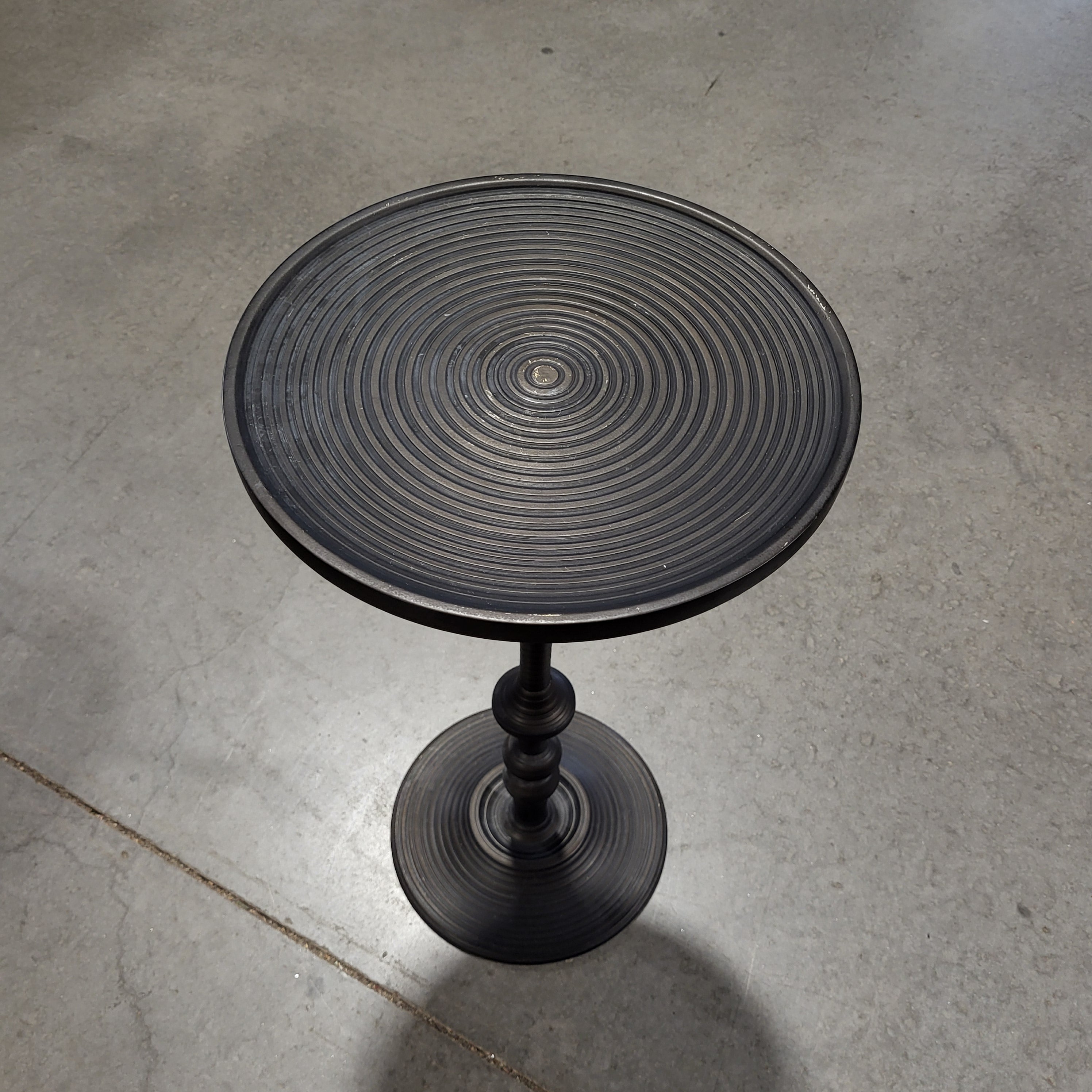 Crate & Barrel Sadie Drink Dark Metal Accent Table 12" Diameter x 21"