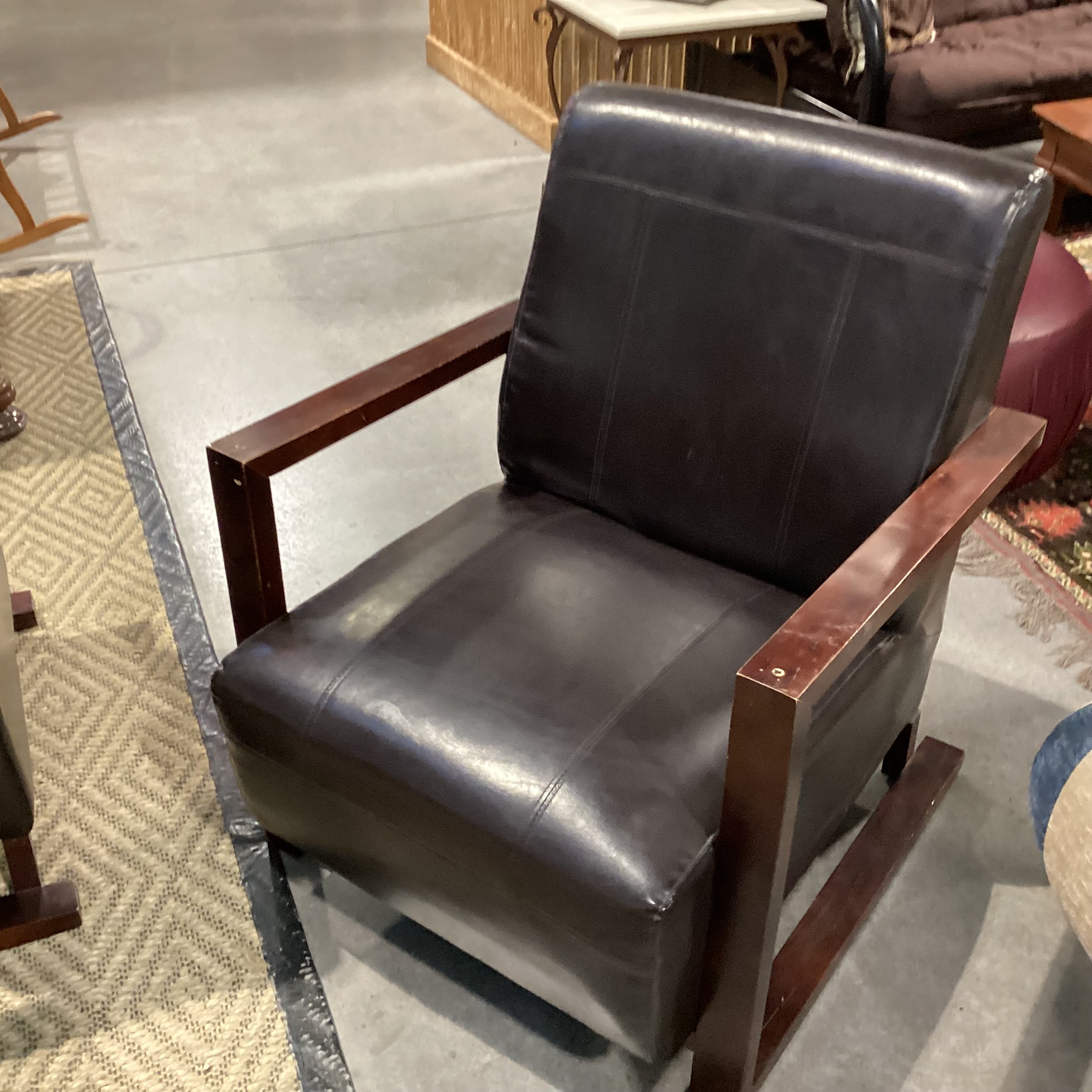 Faux Leather & Wood Chair 28"x 30"x 34"
