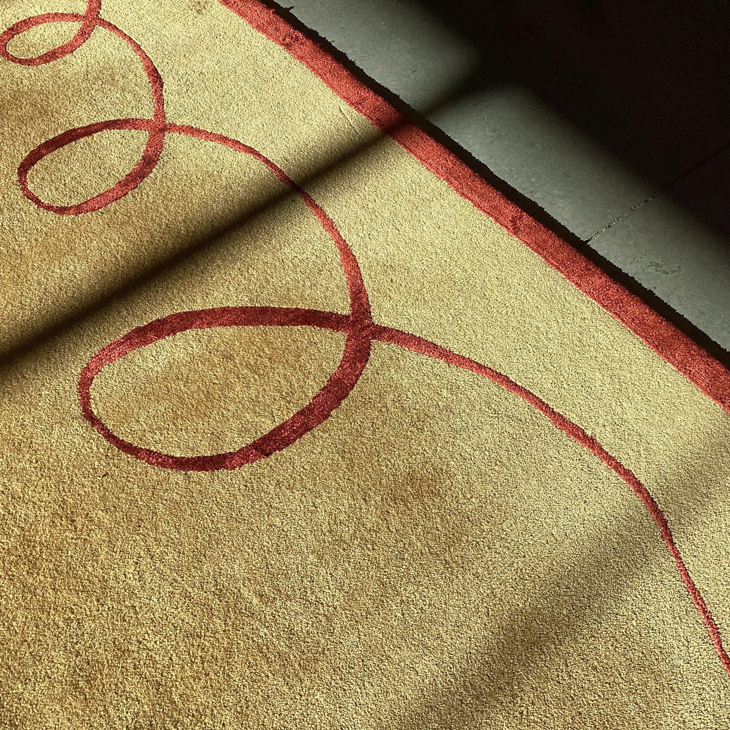 Gold with Burnt Orange Ribbon Hand Made in Nepal Hand Knotted Spun Wool Rug 10'1"x 16'3"