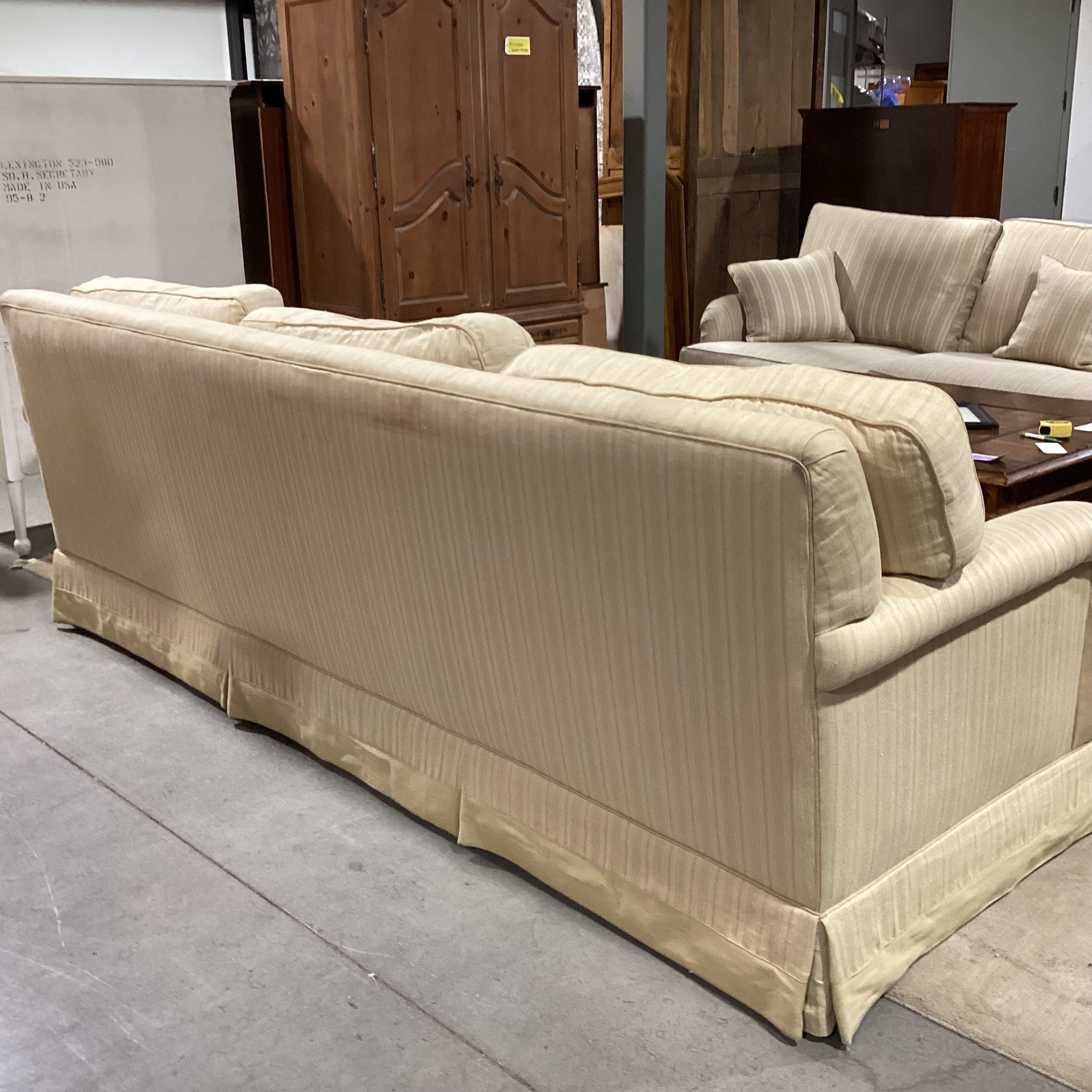 Custom Gold & Wheat Woven Stripe Down Mix Long Sofa 111"x 44"x 39"