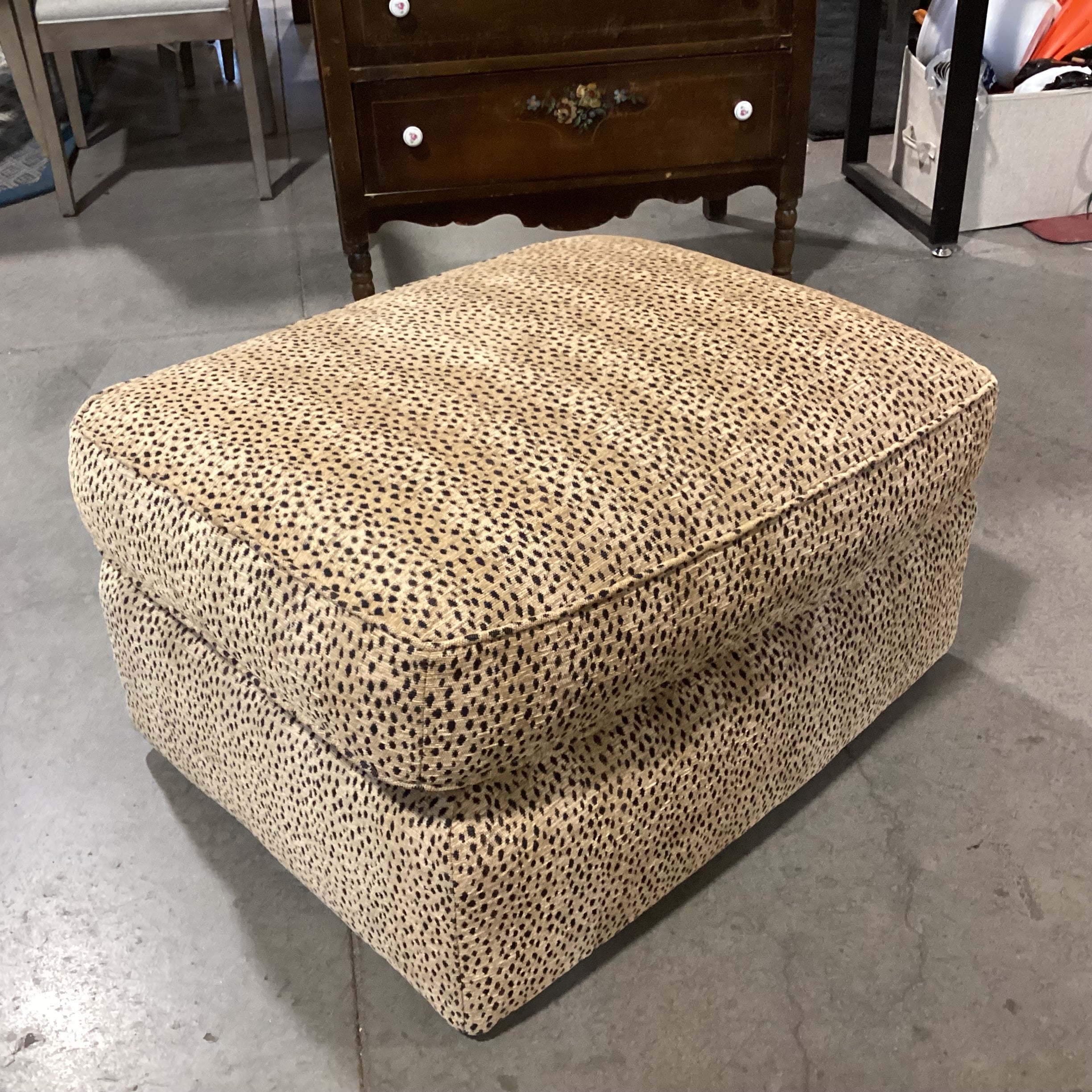 Custom Cheetah Print with Casters Ottoman 31"x 26" 17"