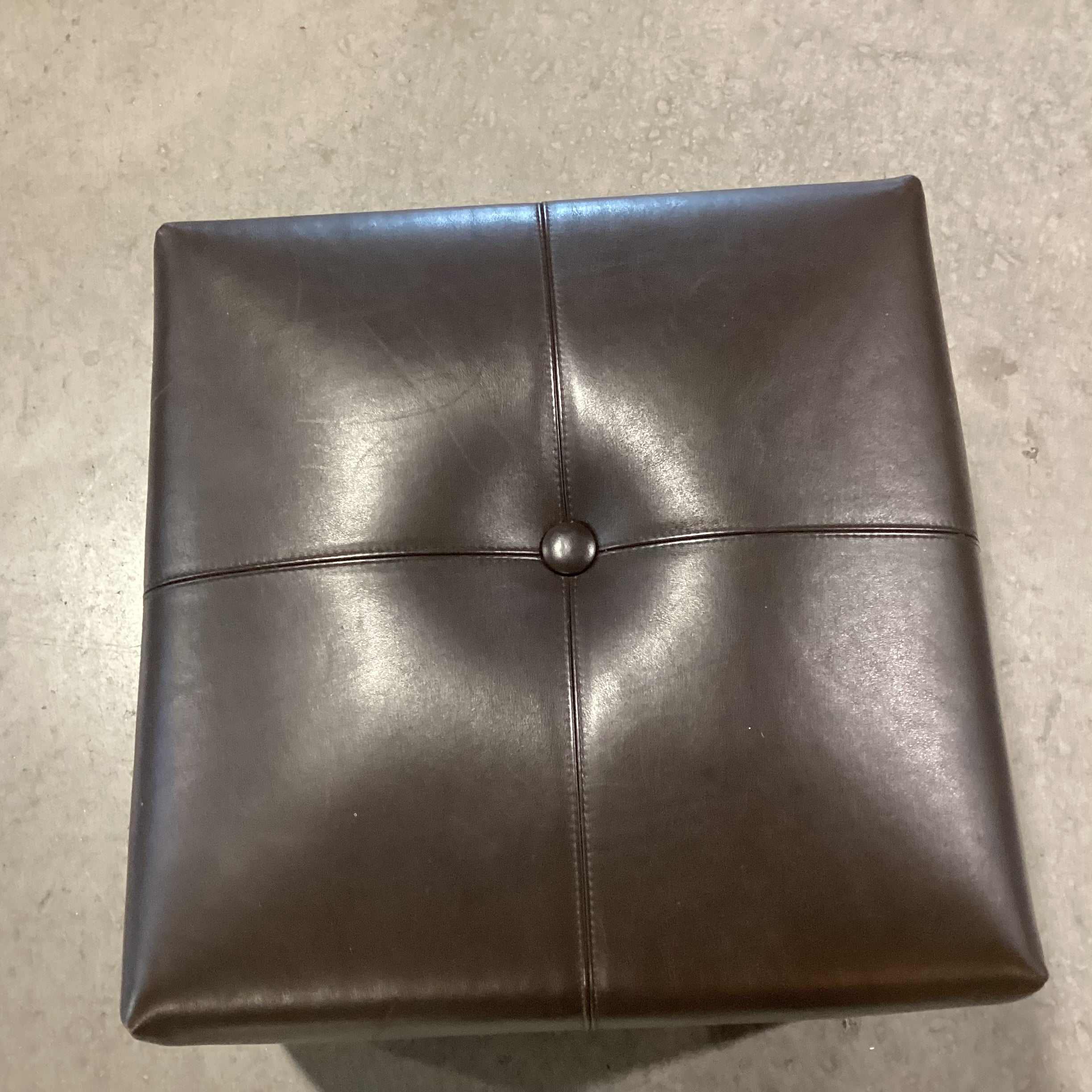 Minotti Leather on Casters Ottoman 21"x 21"x 15"
