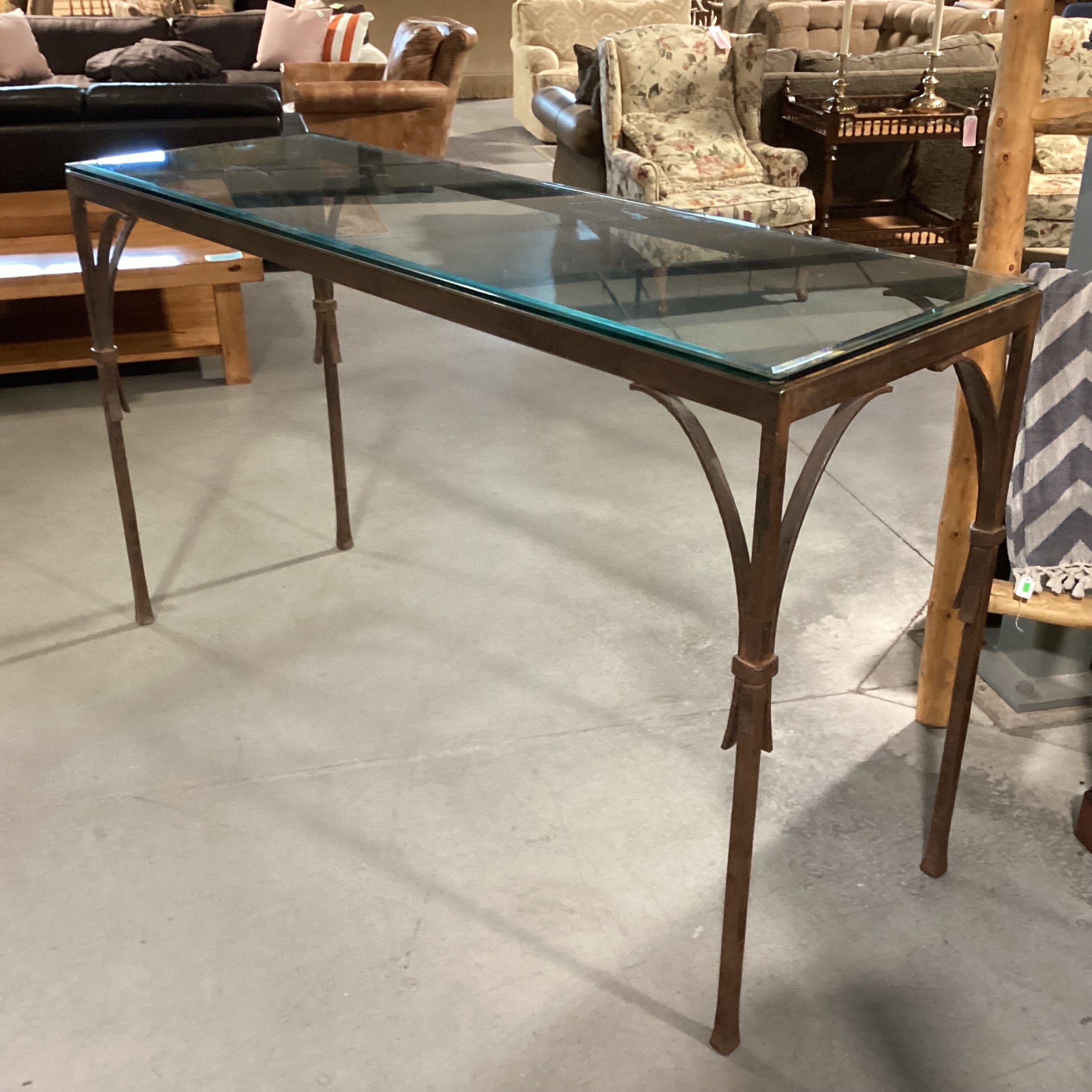 Iron & Glass Accent Table 72"x 24"x 42.5"