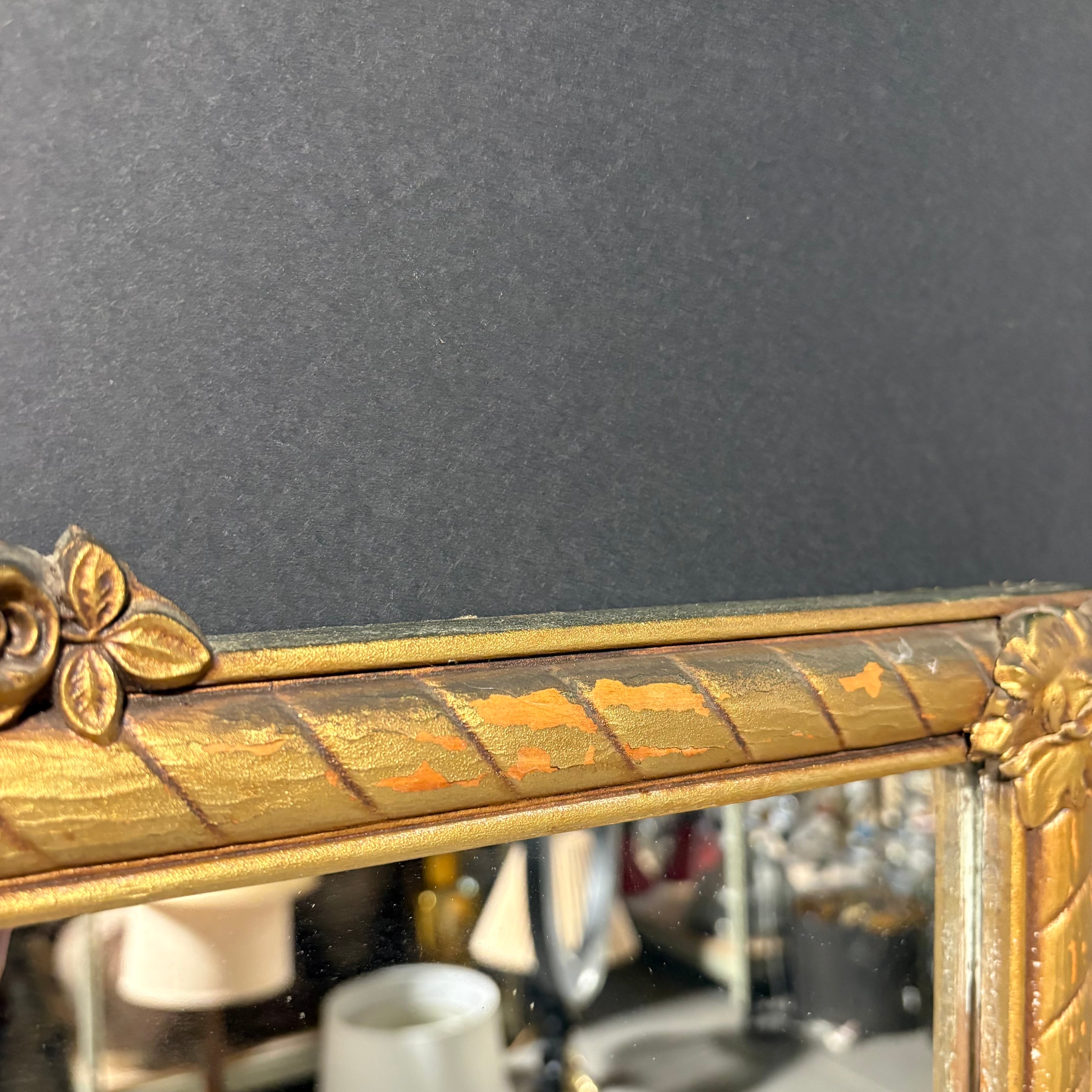 French Louis Style Ornate Gold Gild Ribbon Mirror 32.5”x 28”