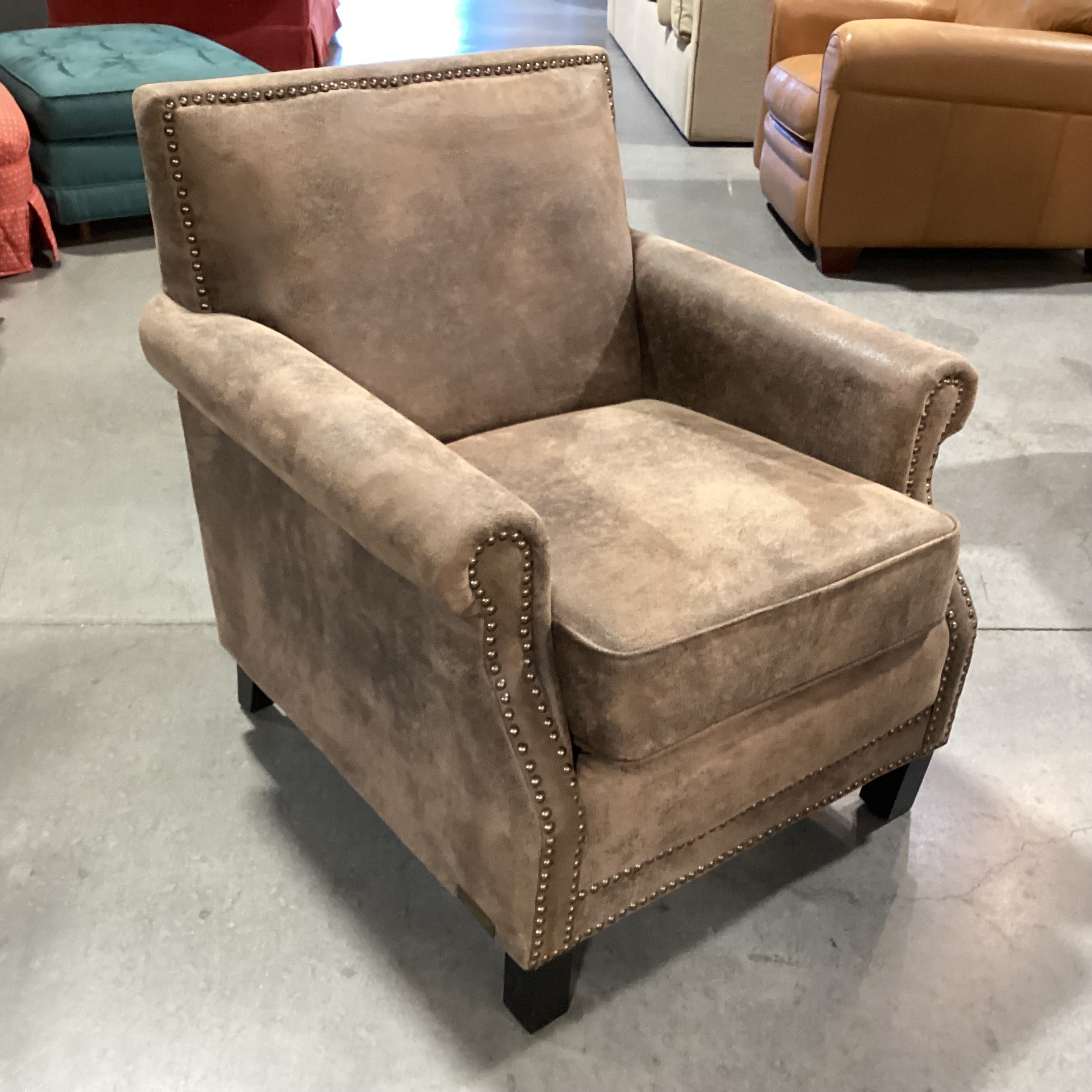 Abbyson Living Brown Textured Micro Suede Nailhead Chair 29"x 31"x 32"