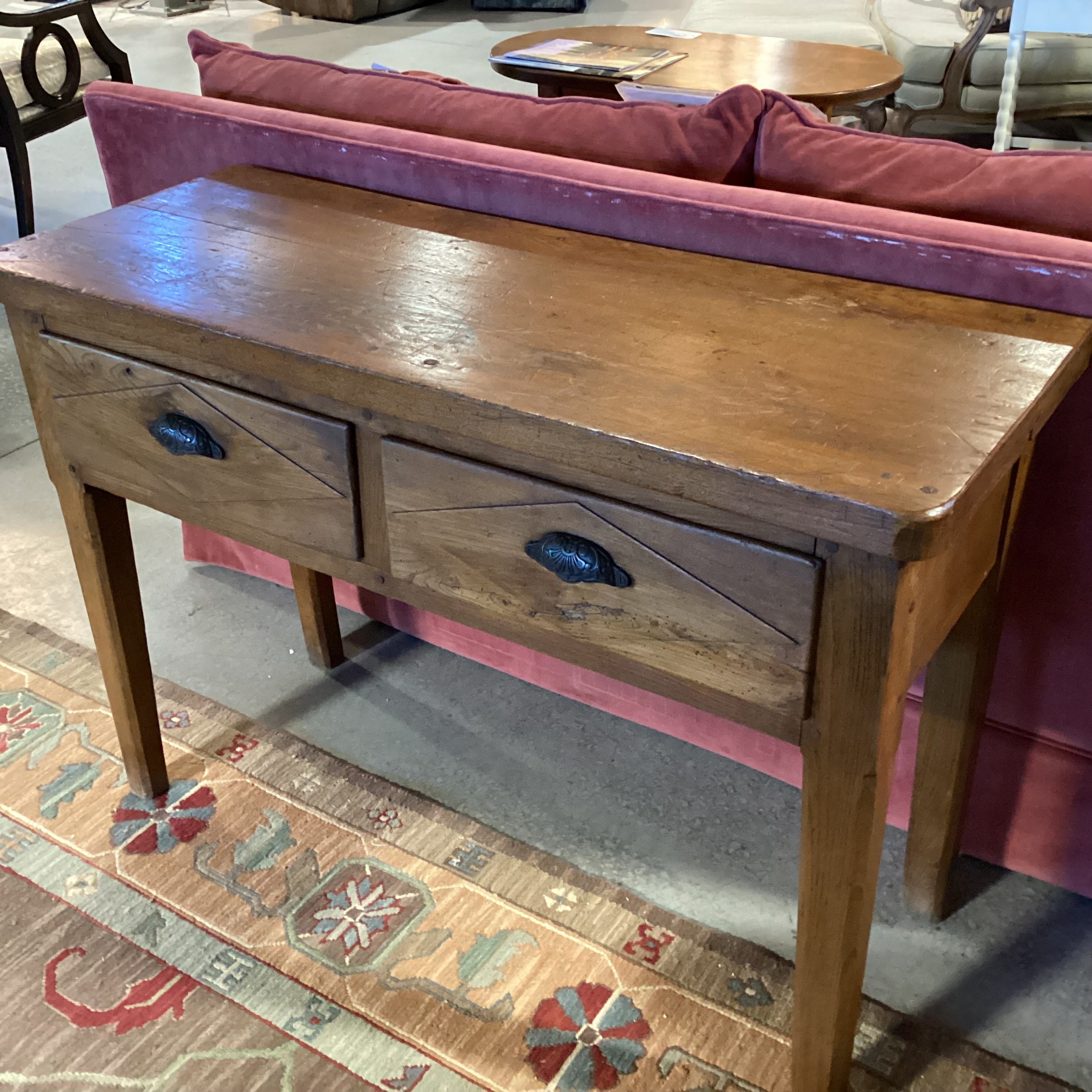 Antique Solid Wood 2 Drawer Console Sofa Table 45.5"x 17.5"x 31.5"