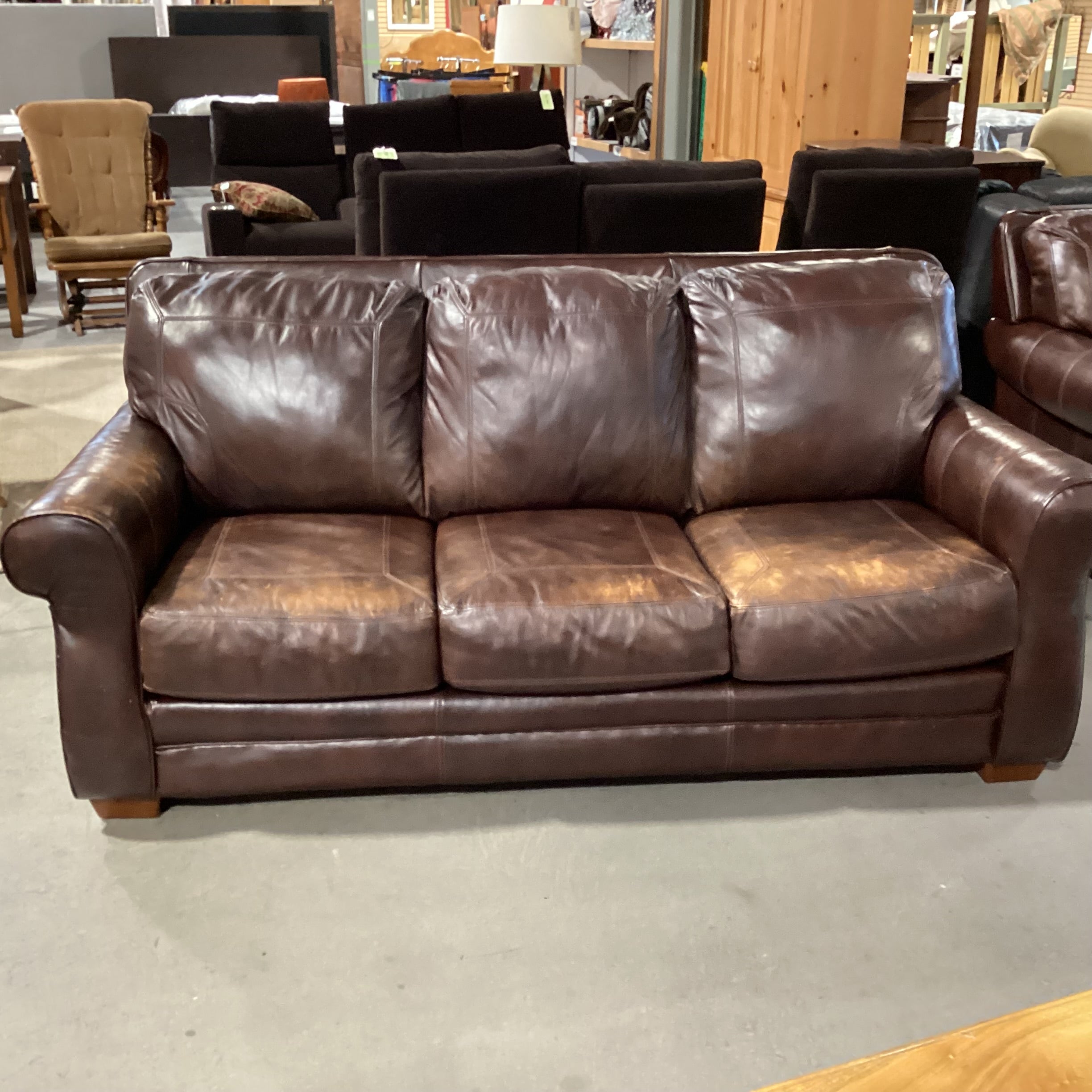 Brown Leather Sofa 84"x 36"x 37"