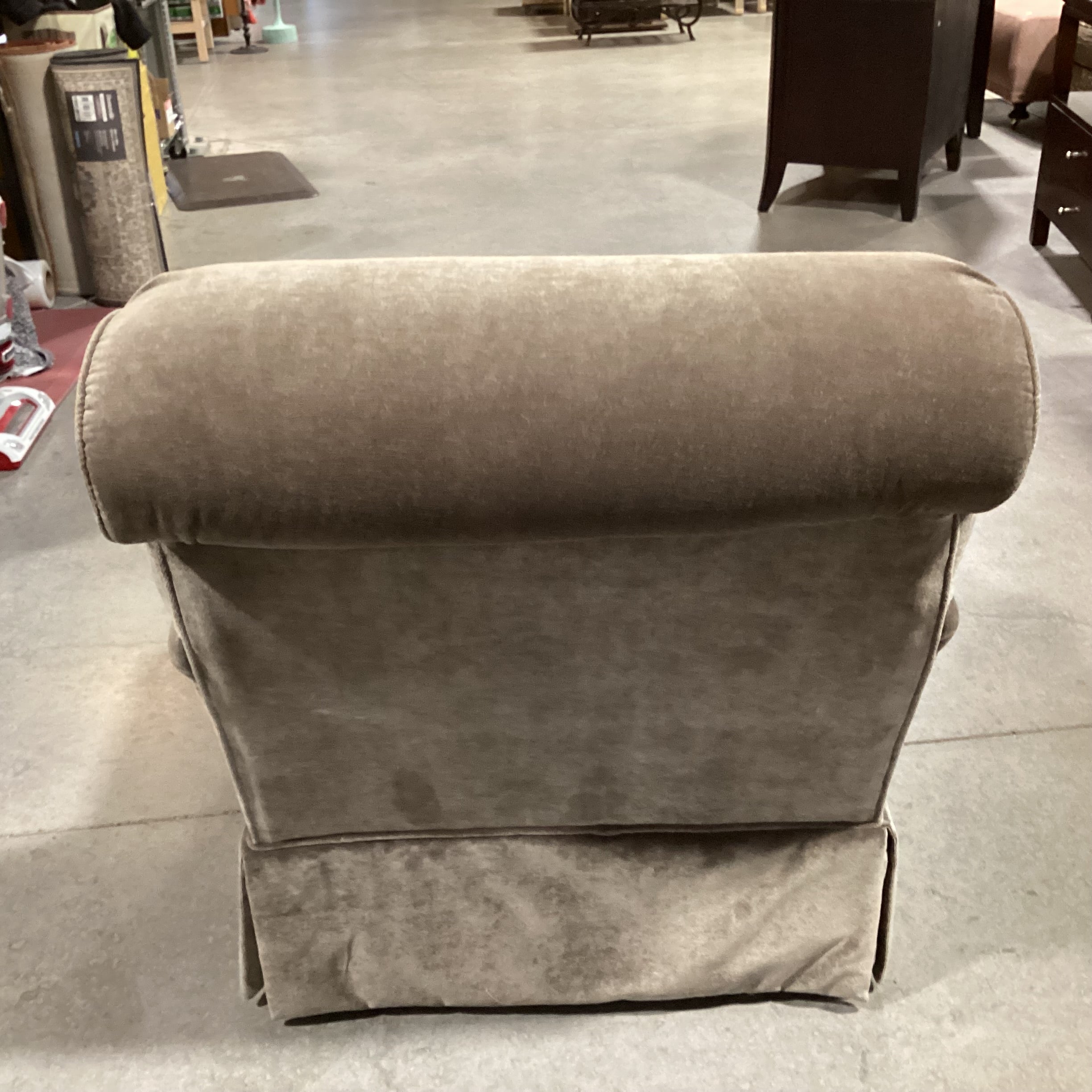 Taupe Grey Velvet Swivel Chair 31.5"x 36"x 35"