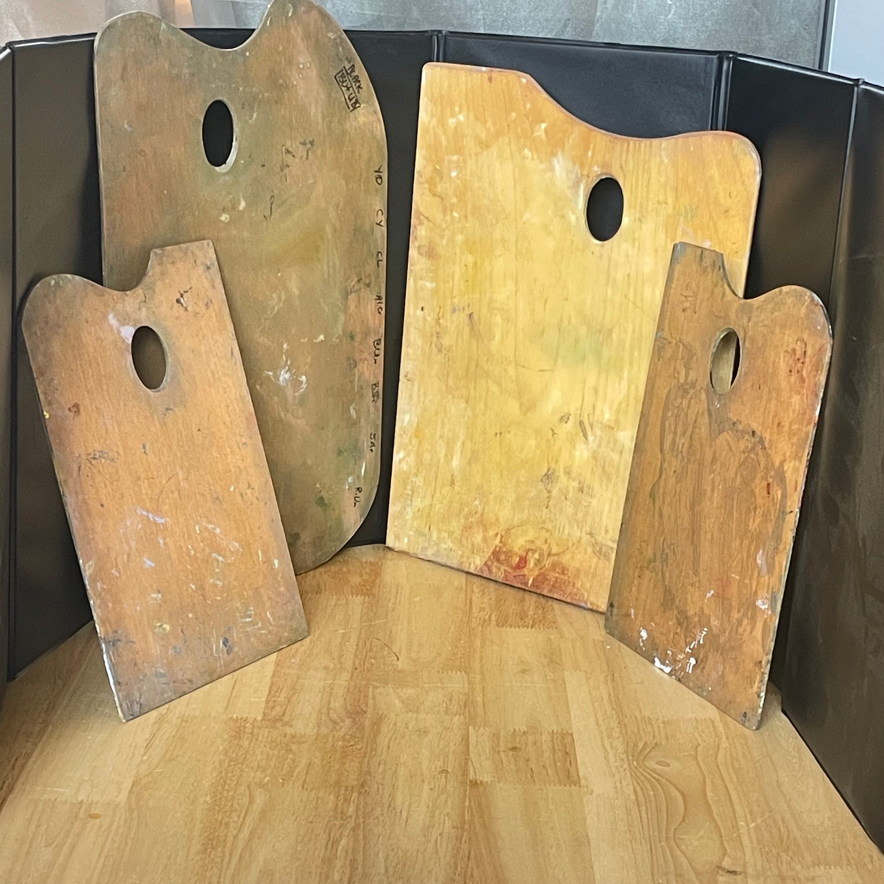 Set of 4 Vintage Wood Cappalletto Artist Palettes, Made in Italy