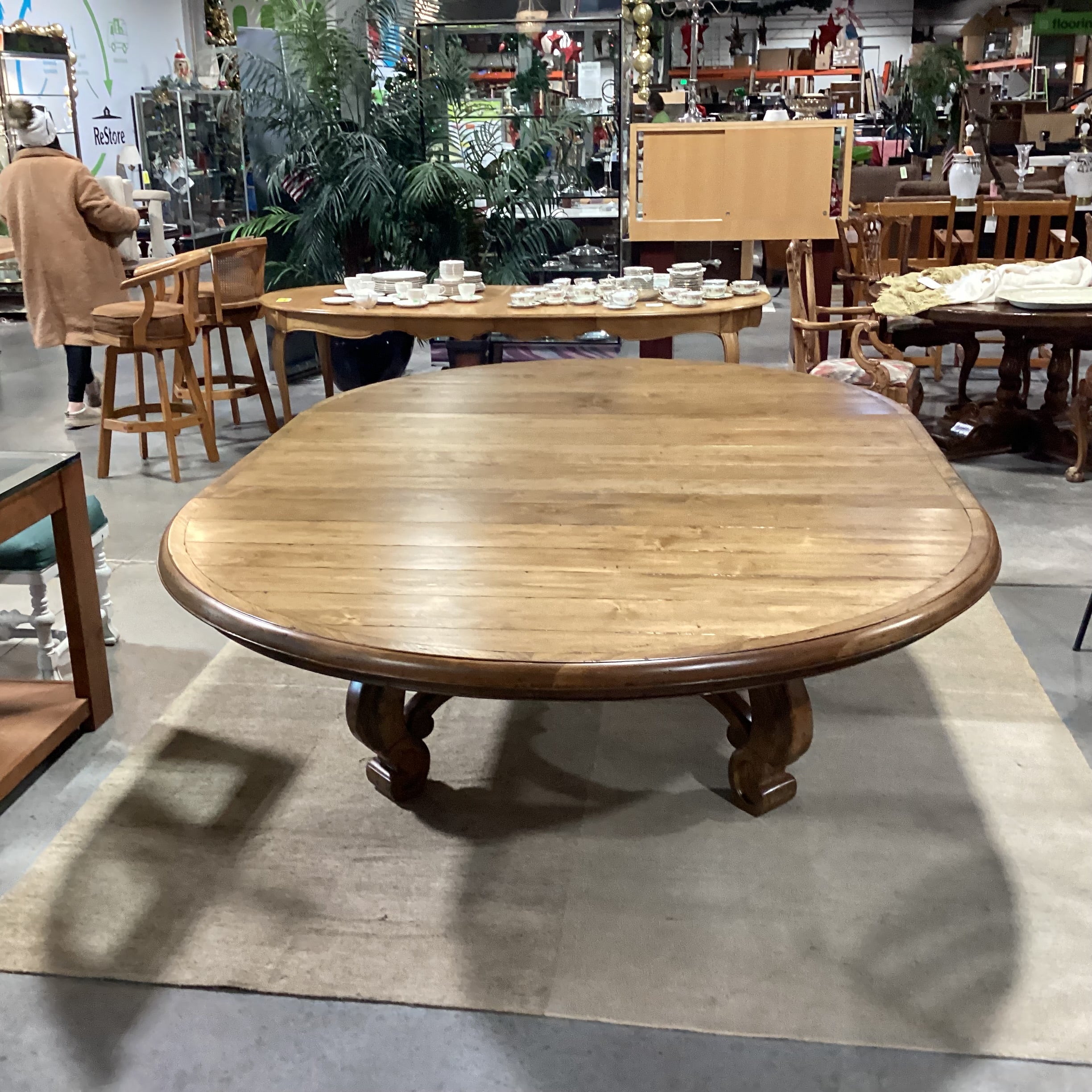 Custom Round to Oval Carved Ornate Base Adler Wood Dining Table 72" Diameter to 108"x 72"x 30"