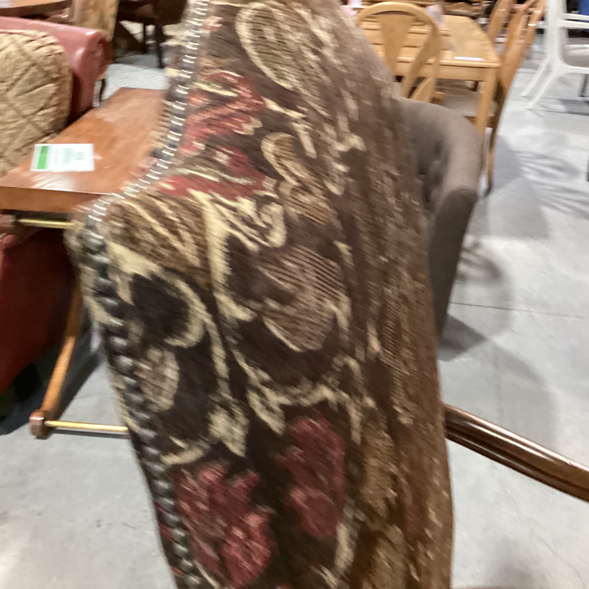 Wesley Hall Ornate Carved Wood & Brown Gold Floral Chair 33"x 33"x 53"