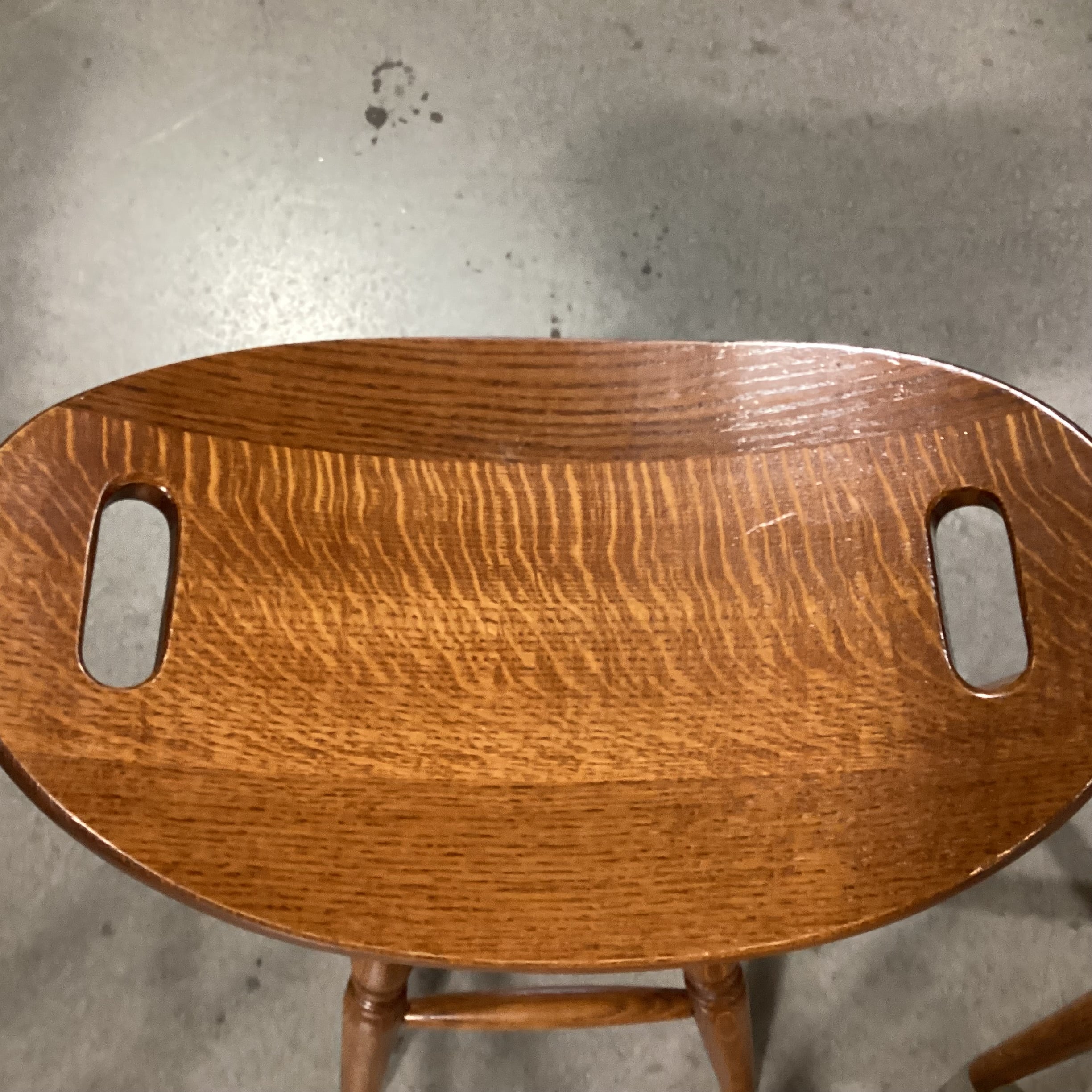 SET of 3 Solid Finished Carved Oak Swivel Saddle Seat Barstools 24"
