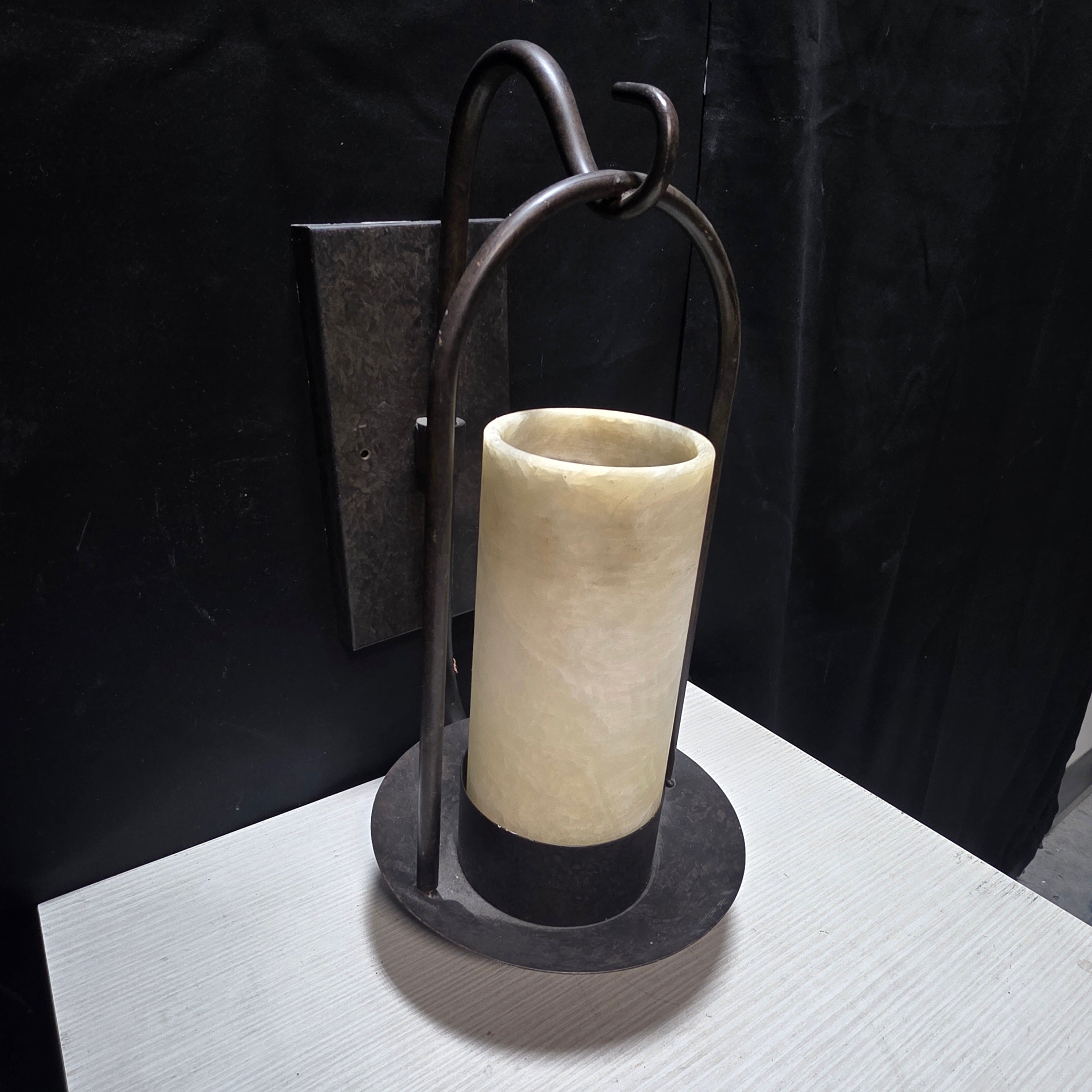 Indoor/Outdoor Alabaster Iron Work Sconce 9"x11"xx18.5"