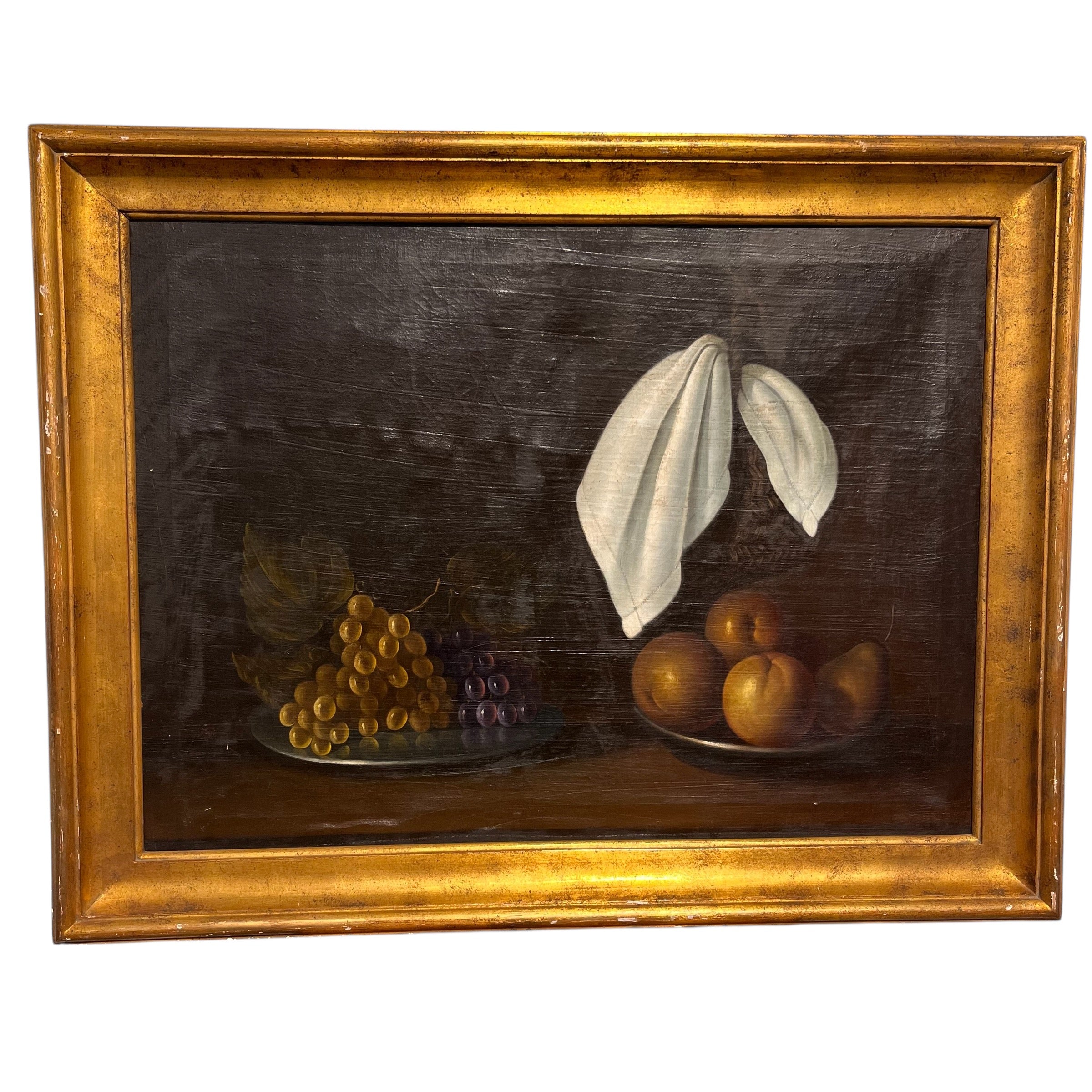 Original Antique Still Life Oil on Canvas Wall Decor; 37.5"x 35"x 3"