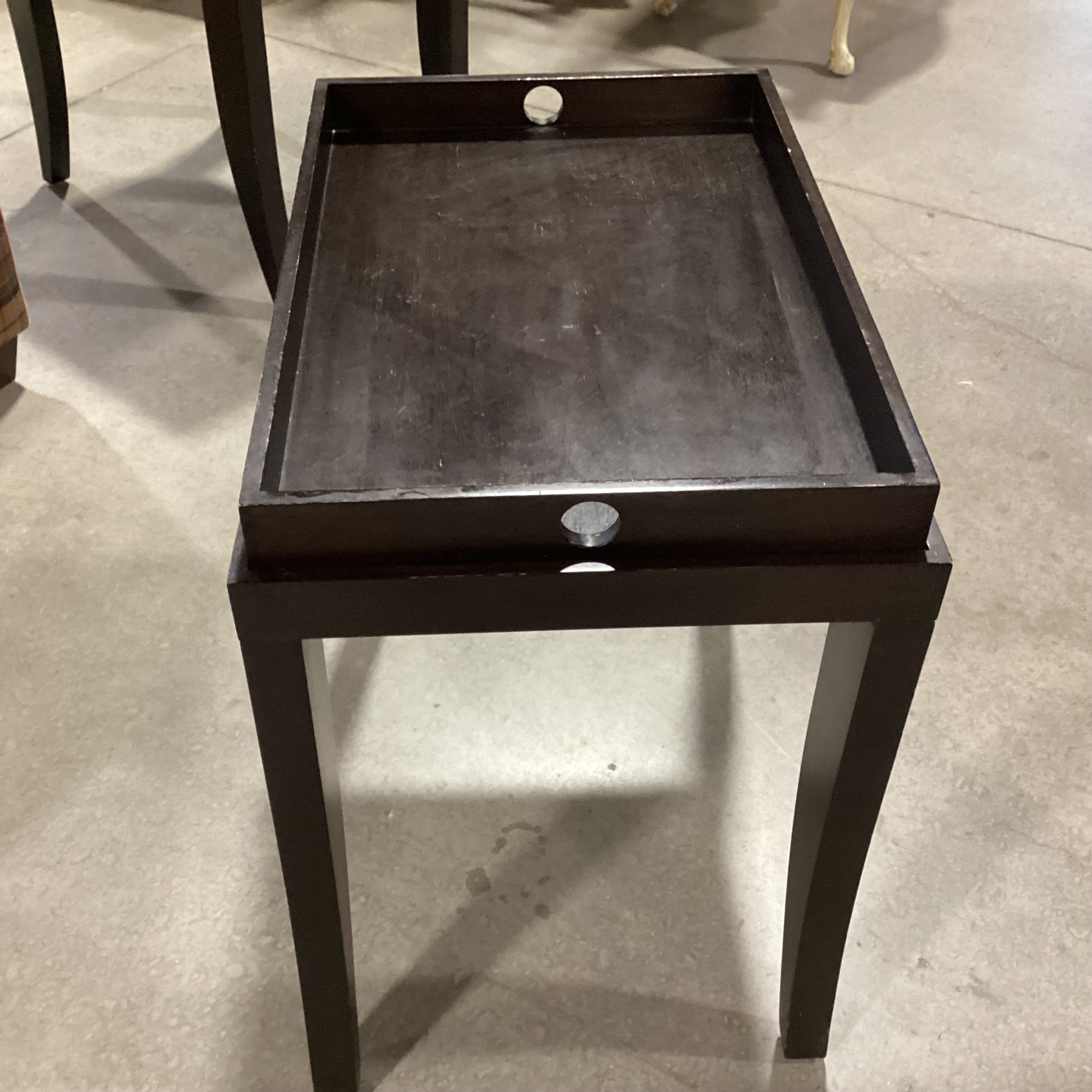 Dark Finish Wood Tray Top End Table 24"x 17"x 24.5"