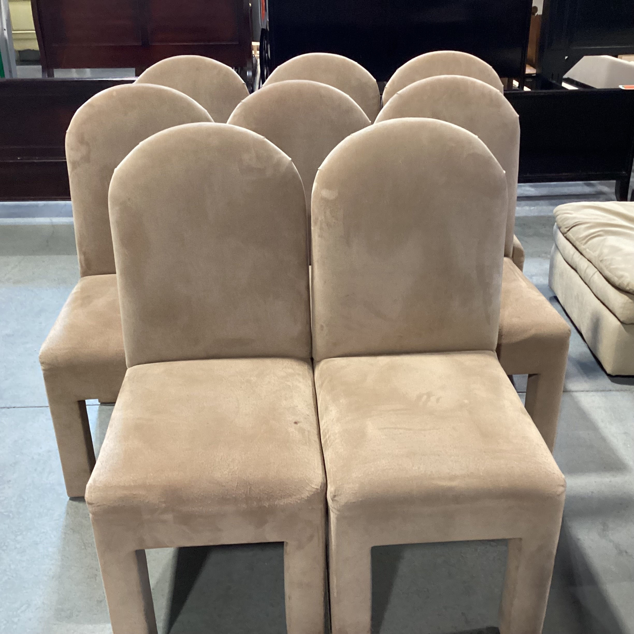 SET of 8 Tan Ultra Suede Dining Chairs 18"x 24"x 41"