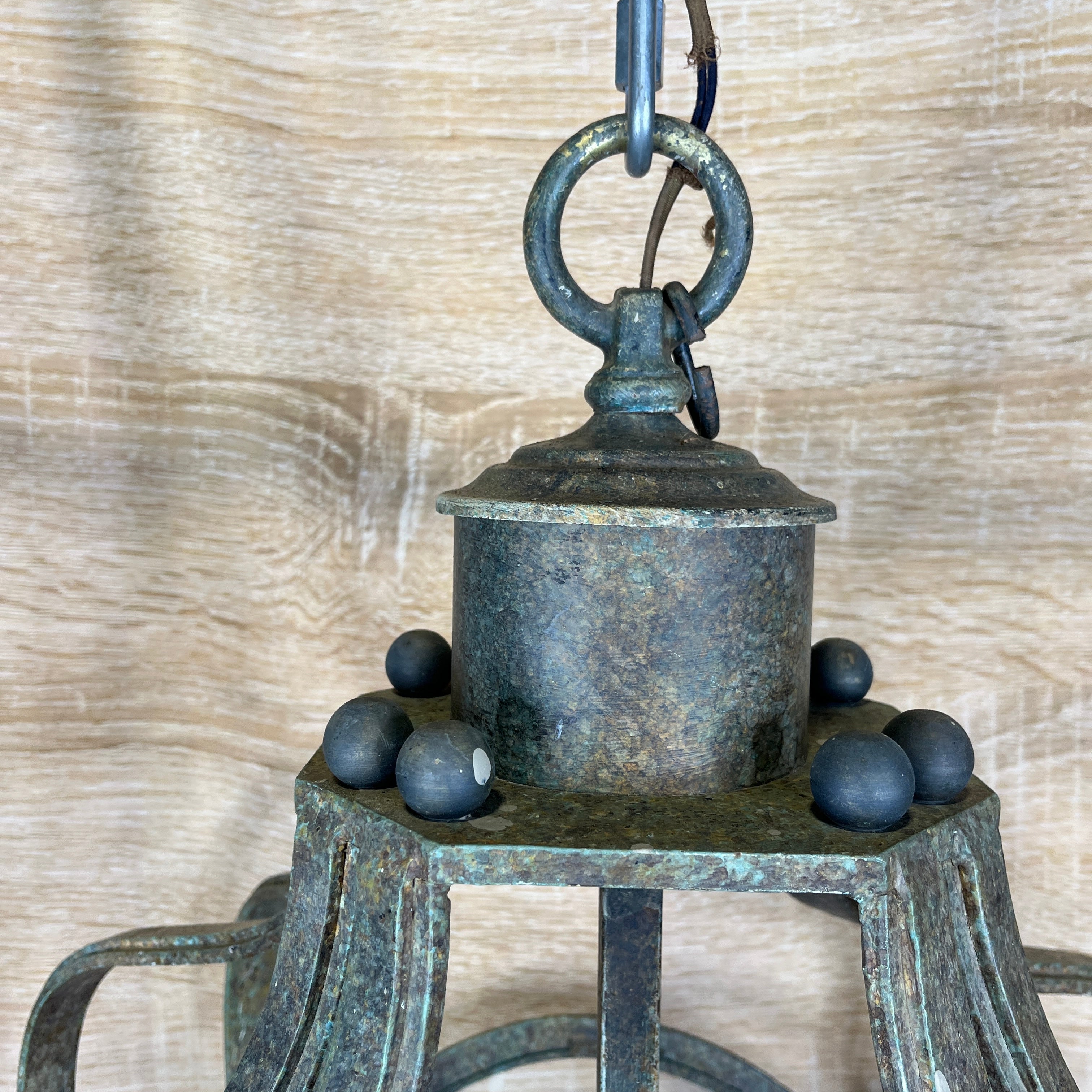 Dennis and Leen Navarre 4-Light Cast Iron and Brass Lantern Ceiling Pendant 23.5"x 23.5"x 40"