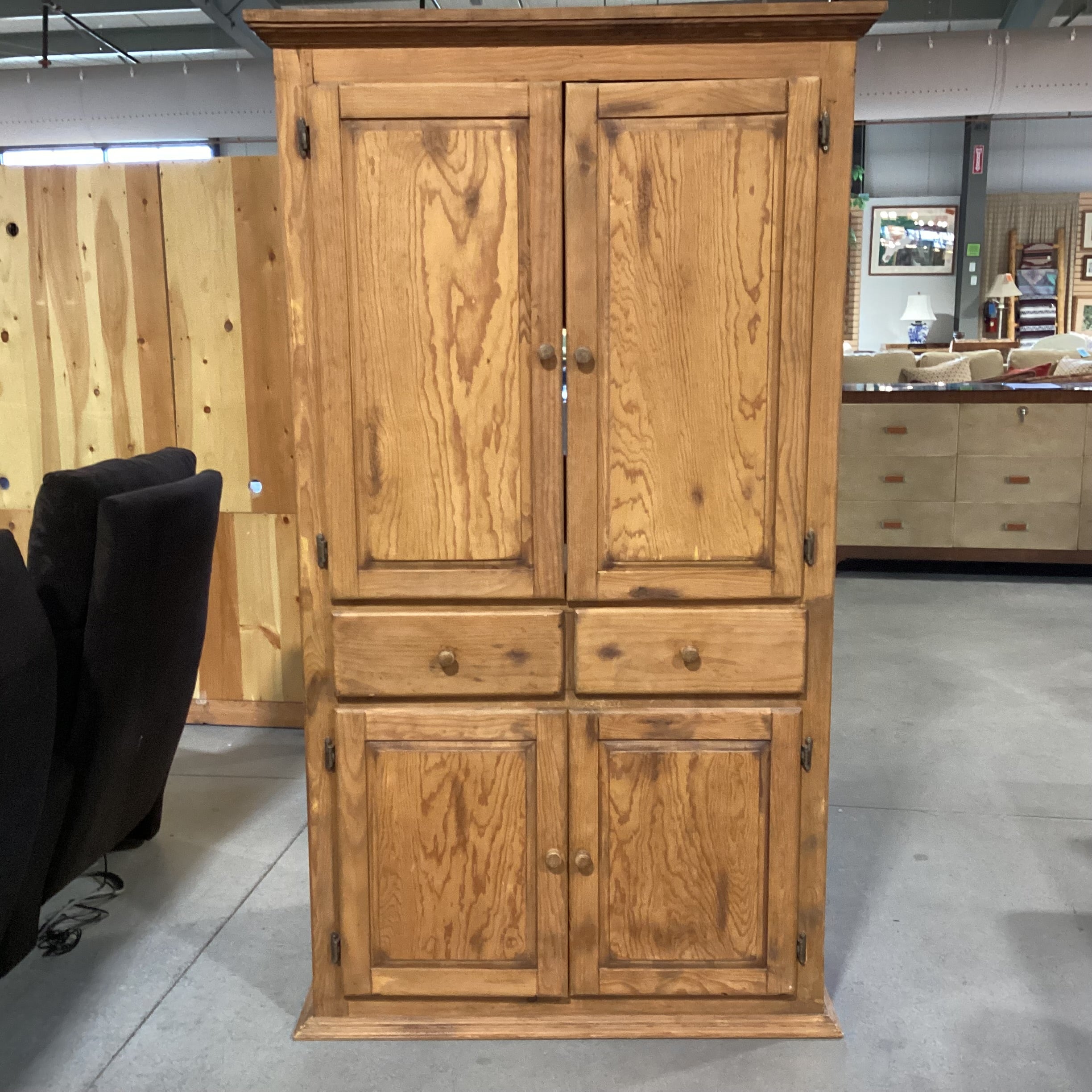 Rustic Pine 2 Drawer 4 Door Armoire 43"x 25"x 76"