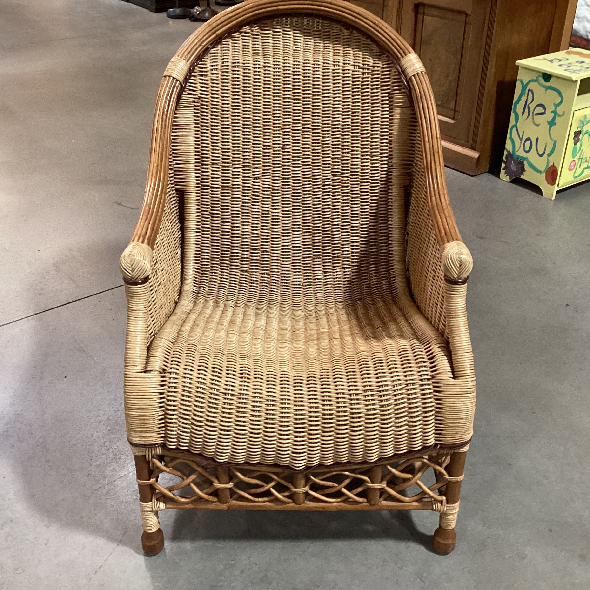 Palecek Wicker with Sheepskin Chair 26"x 36"x 39"