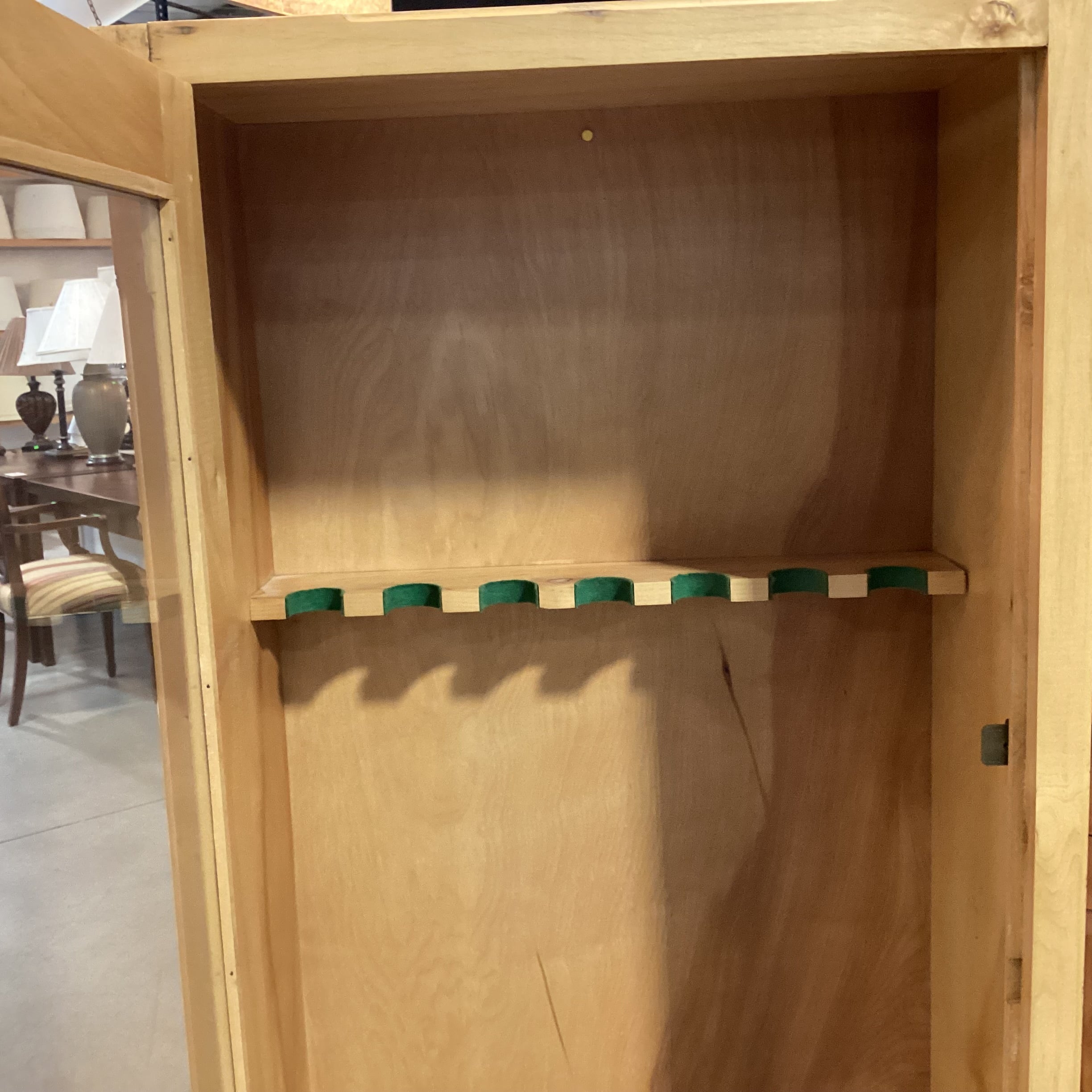 Natural Wood & Glass Door with Key Bottom Drawer Gun Cabinet Armoire 24"x 13"x 60"