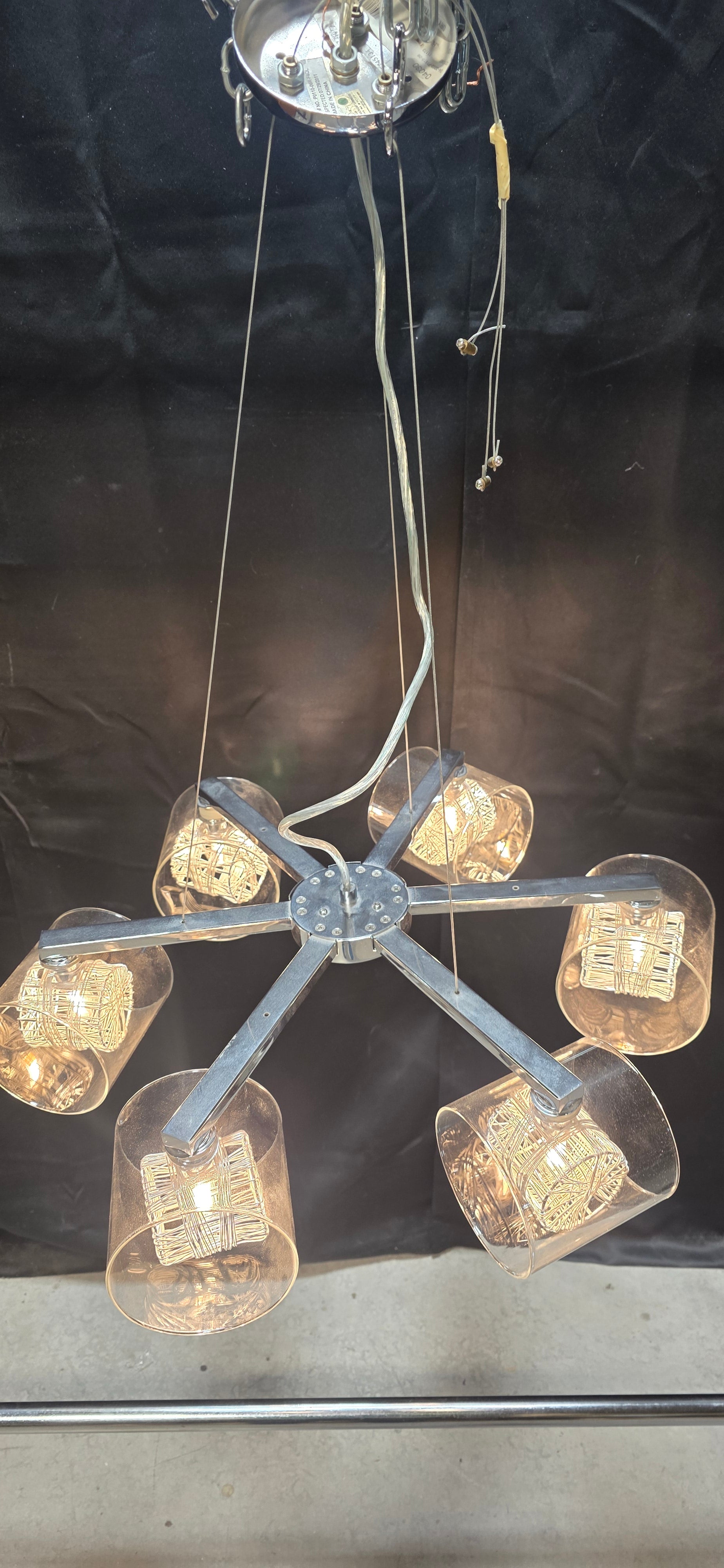 George Kovacs 6 Light Chrome Chandelier 25" diameter x 28"