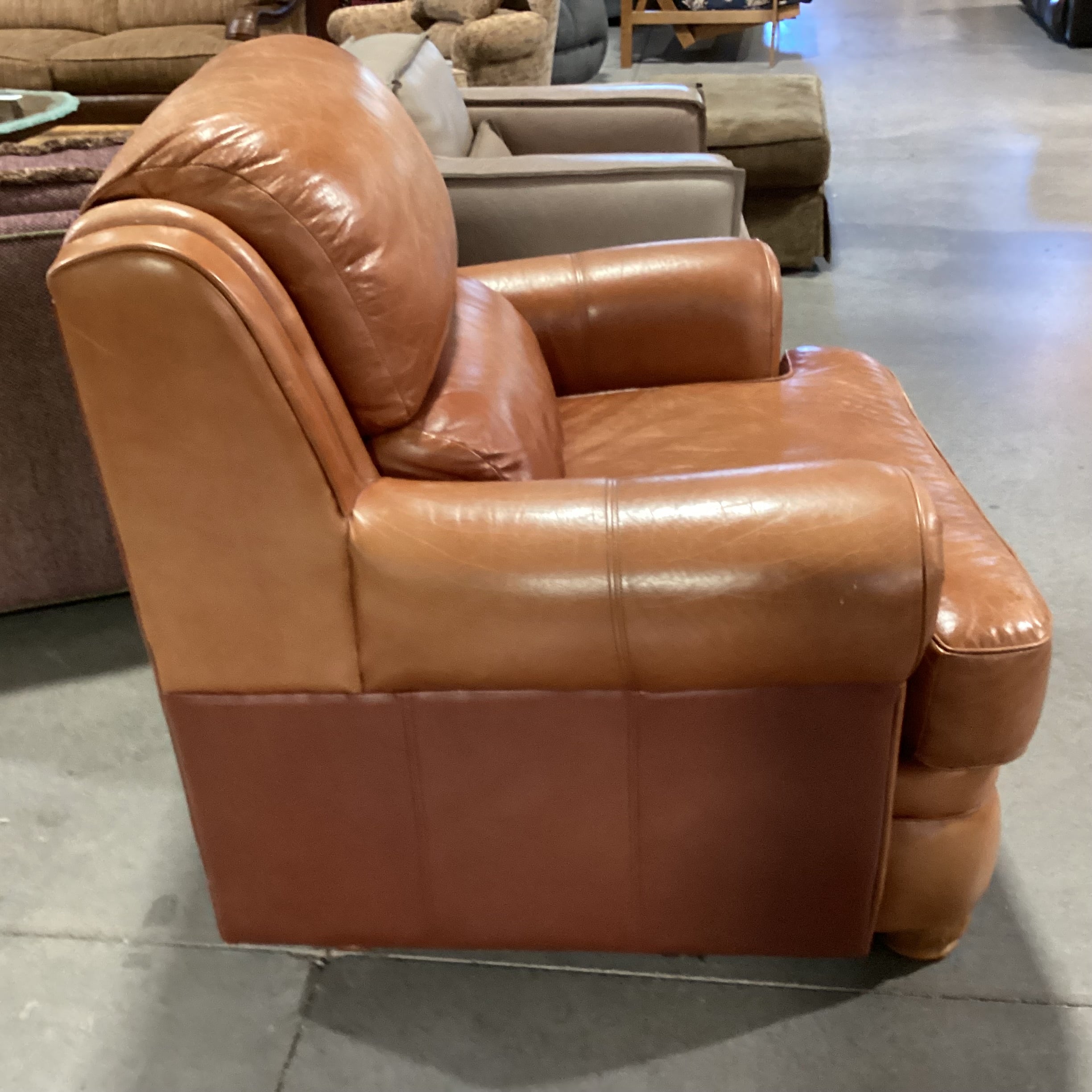 Cognac Leather Chair 42"x 36"x 38"