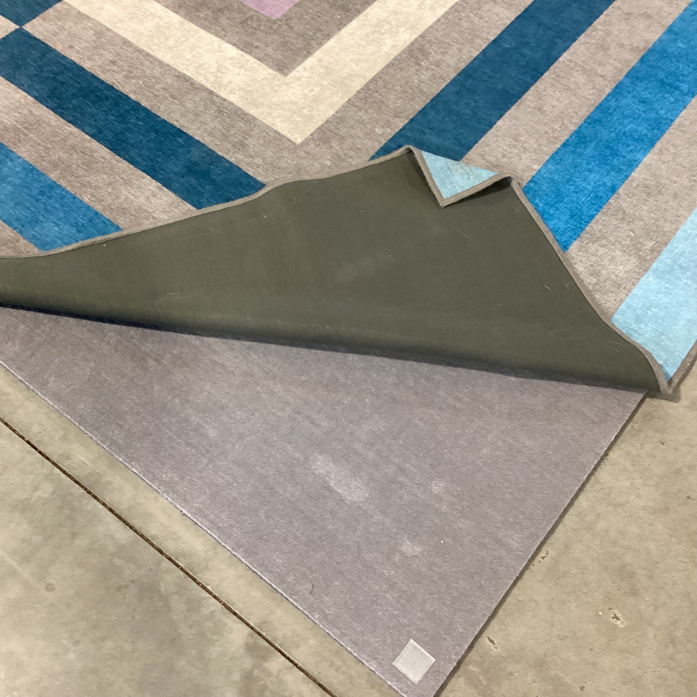 Ruggable by Jonathan Adler OP Art Blue Grey Lavender with Pads Rug 9'x 12'