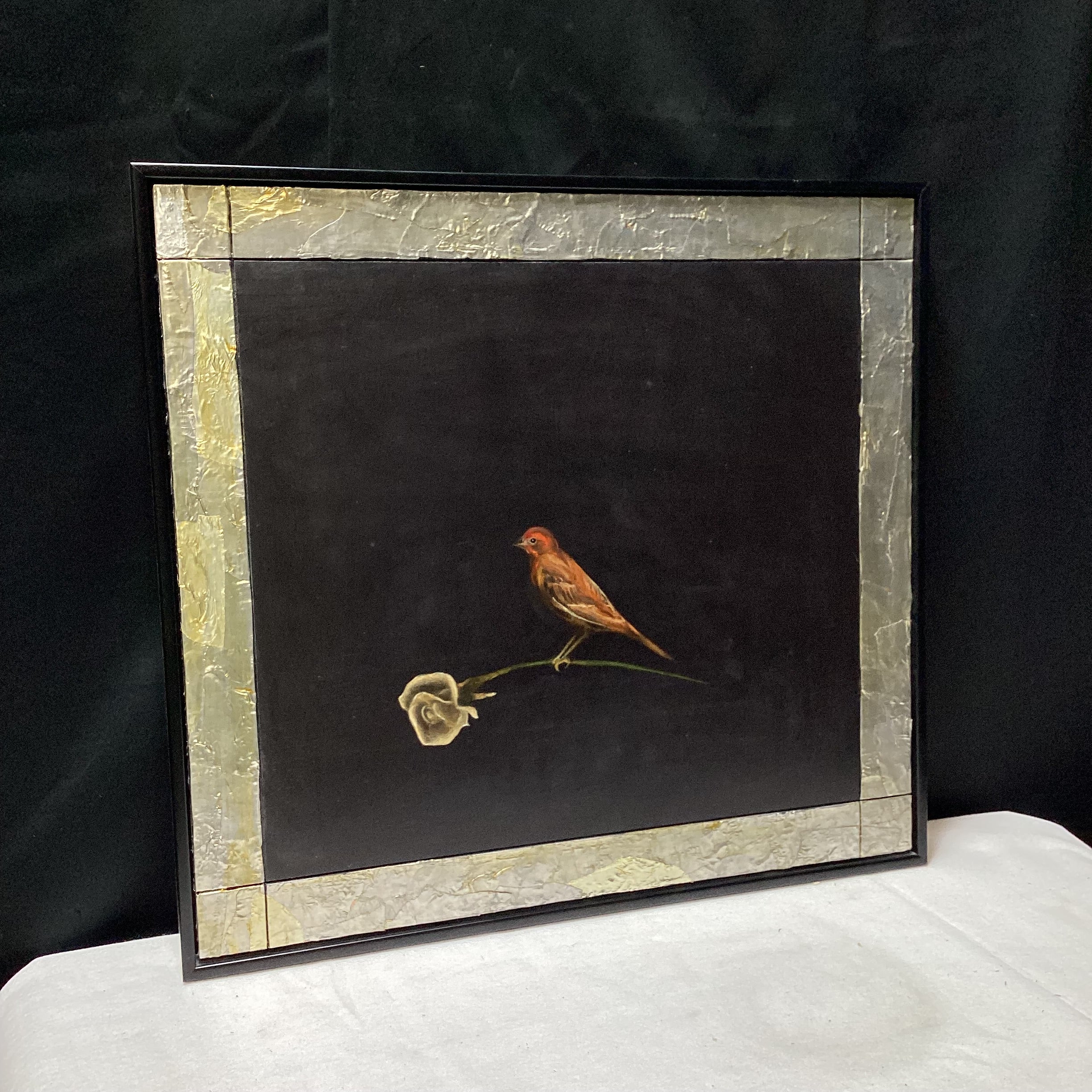Michael Crespo Signed/Dated "A Messenger Resting" Original Oil And Tin Framed Panel 26" x 24"