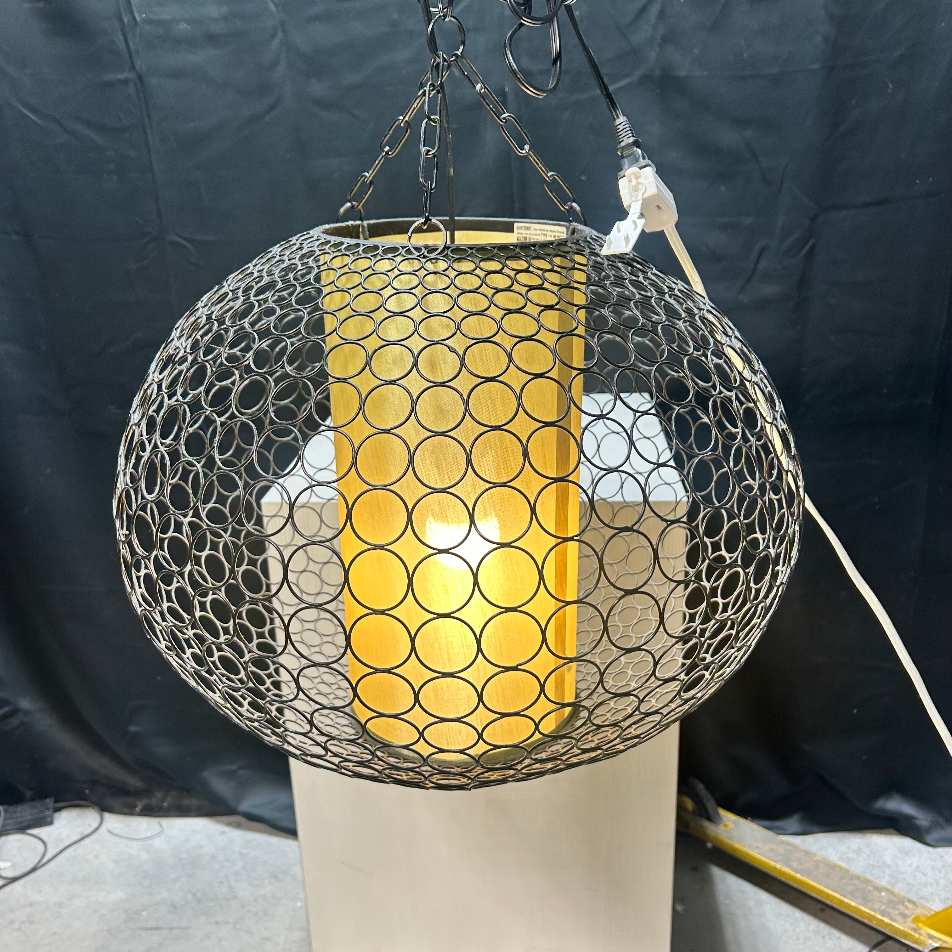 Round Metal Light With A Column Shade 18"x 20"