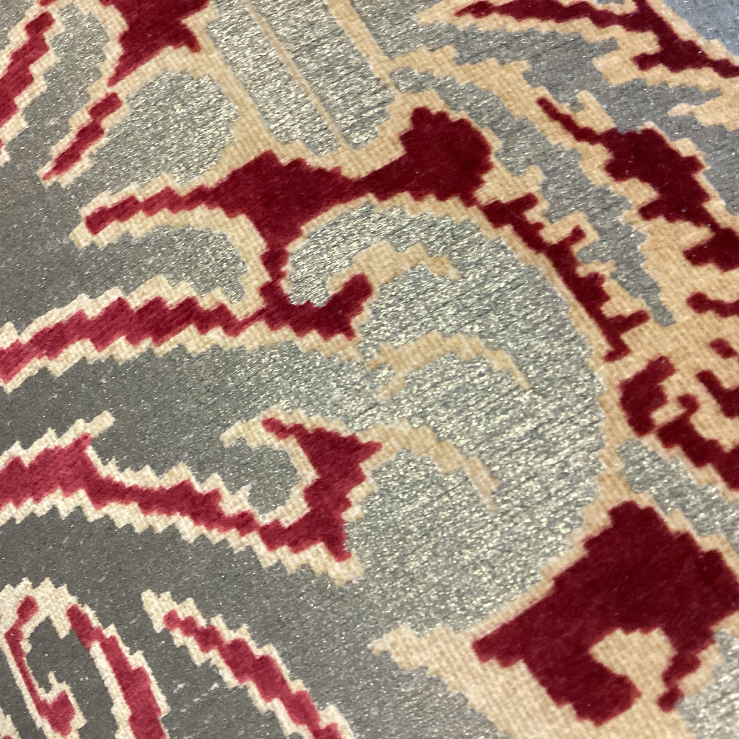 Lee Jofa Gold & Red Raised Design Nailhead Roll Arm & Wing with Carved Wood Base Chair 44"x 36"x 56"